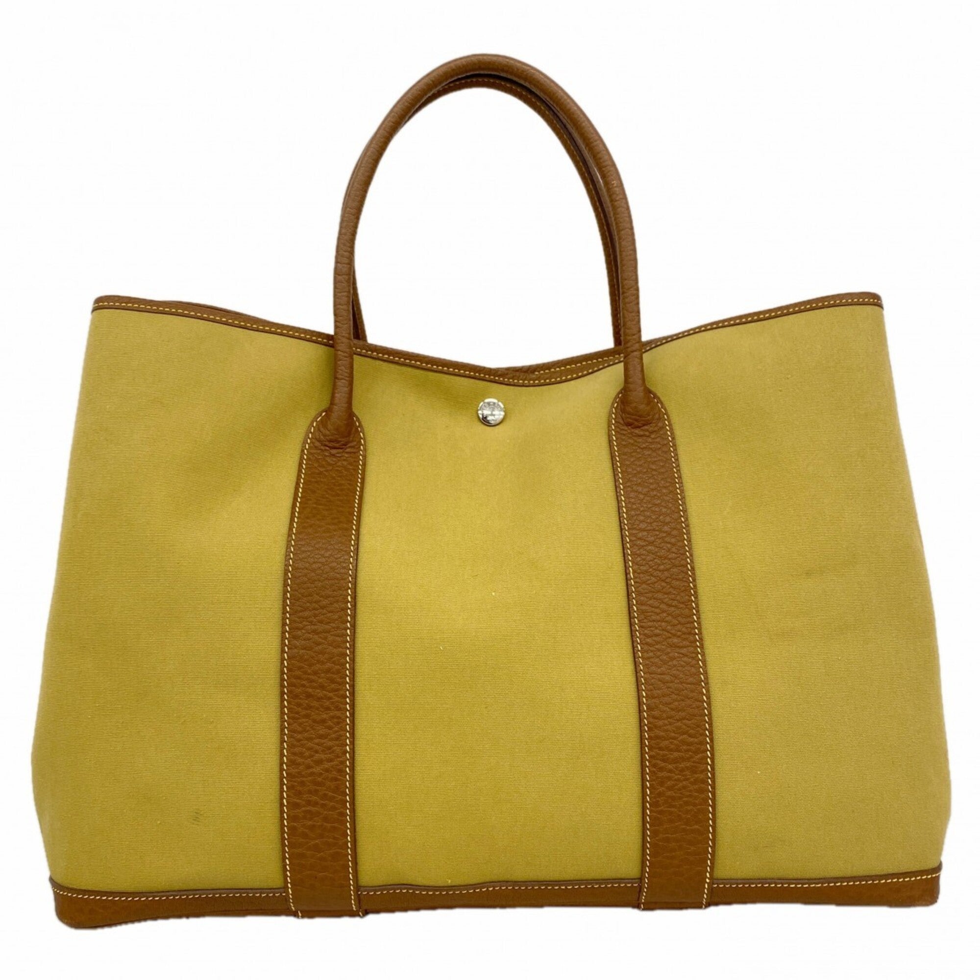 Hermes Brown Khaki Toile Officier Tote Bag (Pre-Owned)