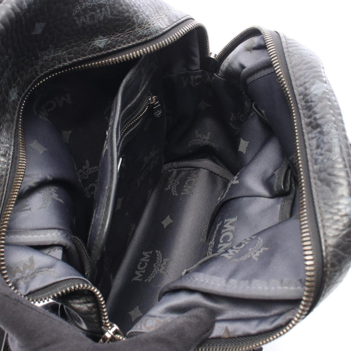 Mcm Black Gray Coated Canvas Backpack Handbag (Pre-Owned)