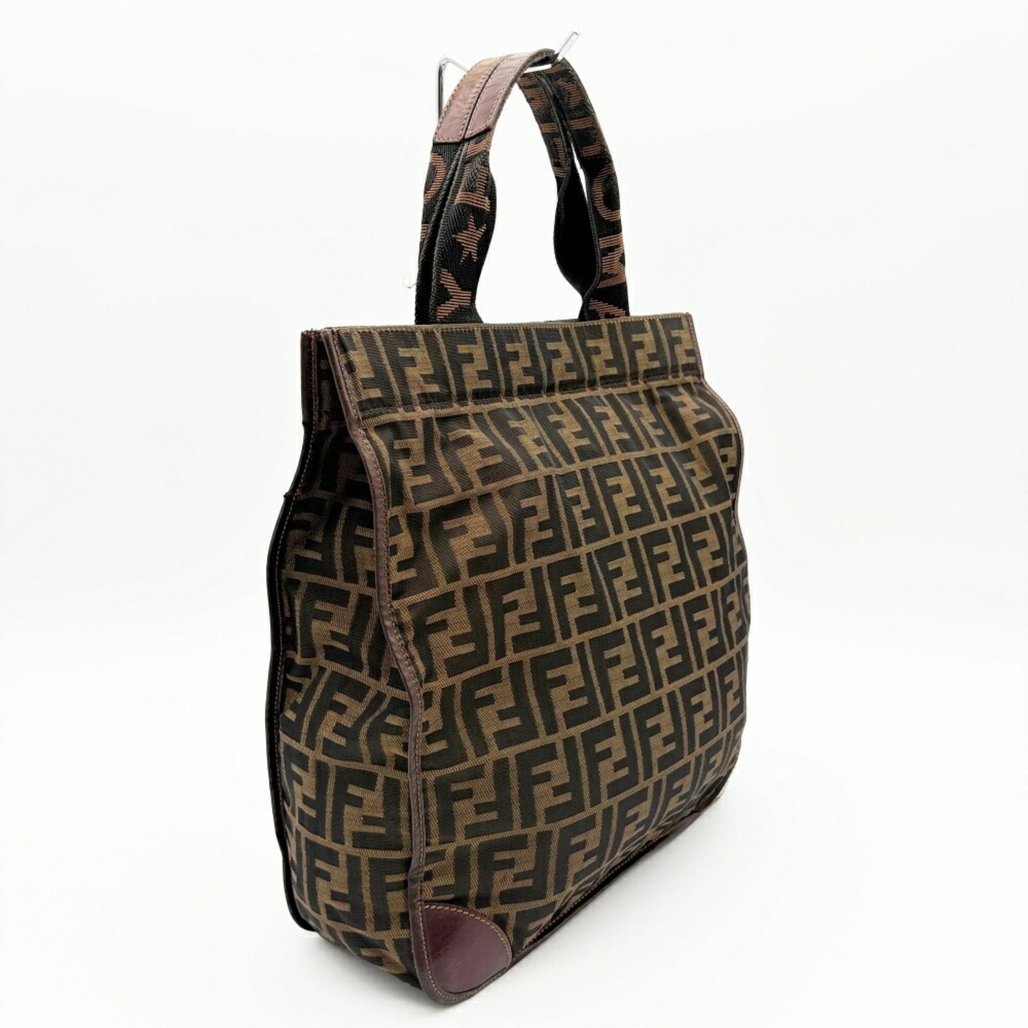 Fendi Brown Canvas Leather Tote Bag (Pre-Owned)