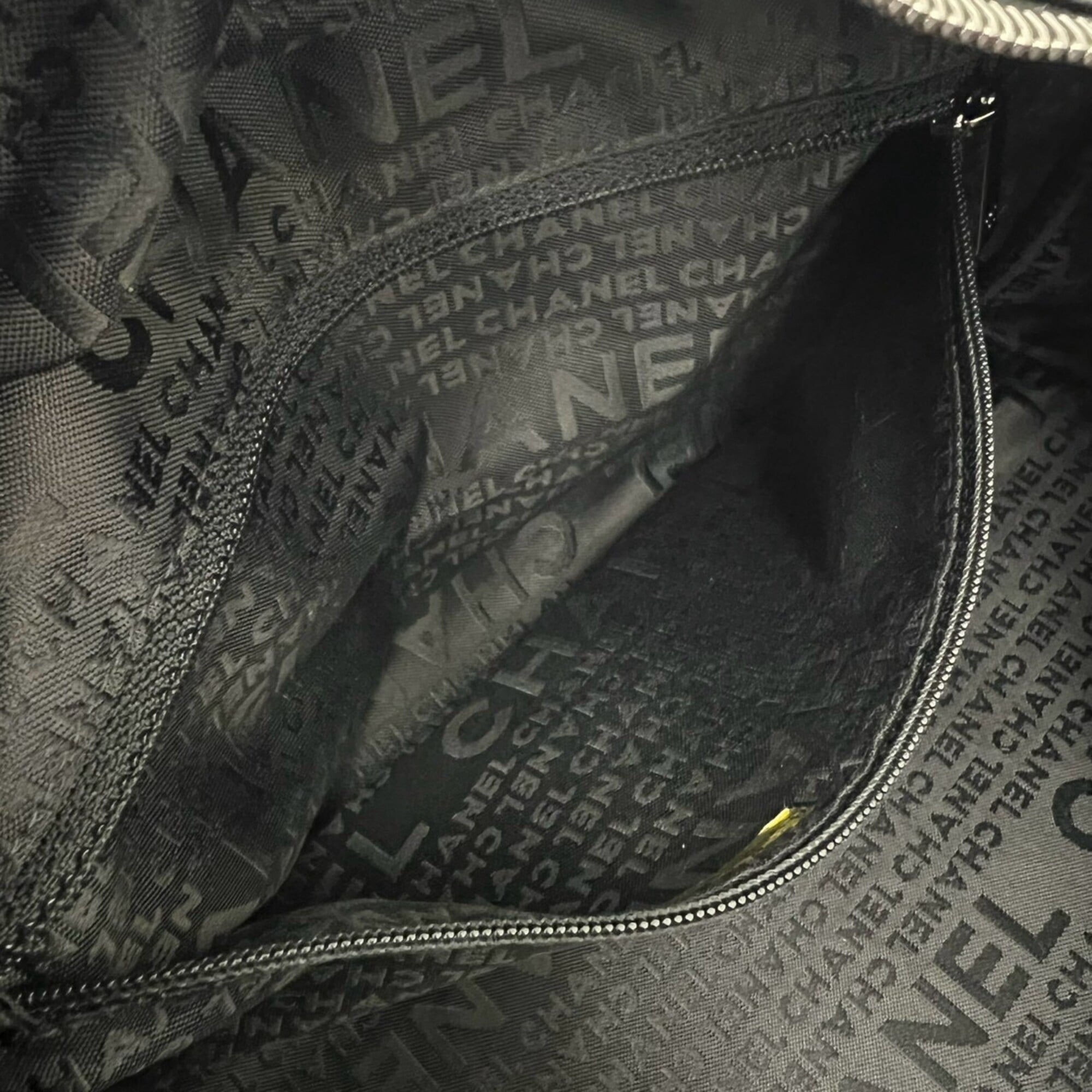 Chanel Black Grained Calfskin Boston Bag Handbag (Pre-Owned)