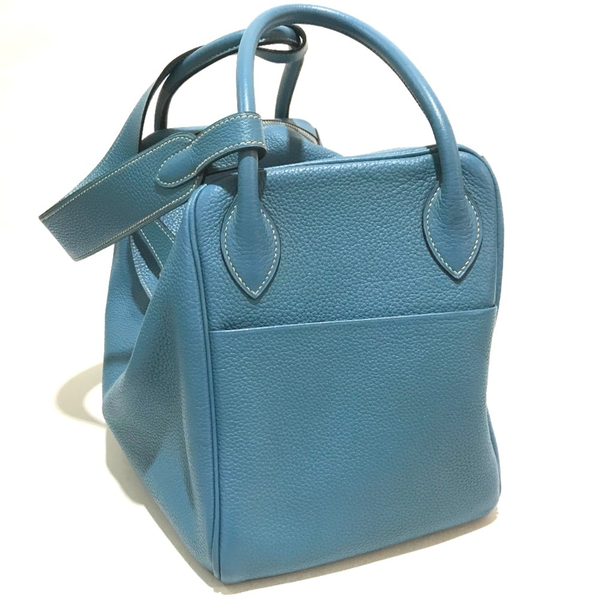 Hermes Blue Leather Handbag (Pre-Owned)