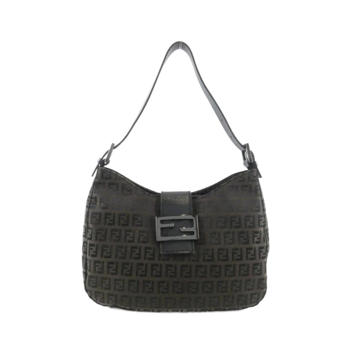 Fendi Black Brown Canvas Shoulder Bag (Pre-Owned)