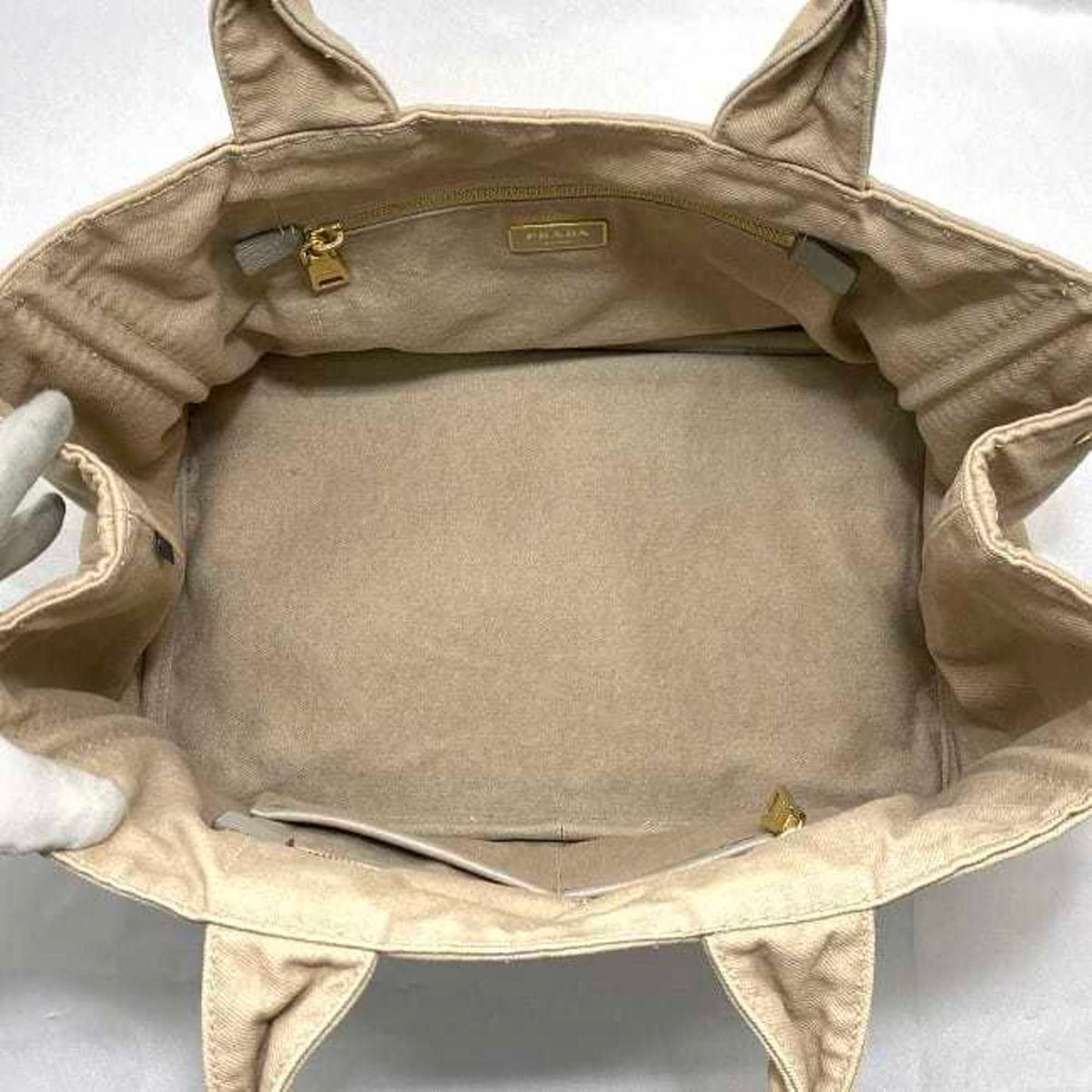 Prada Beige Canapa Handbag Tote Bag (Pre-Owned)