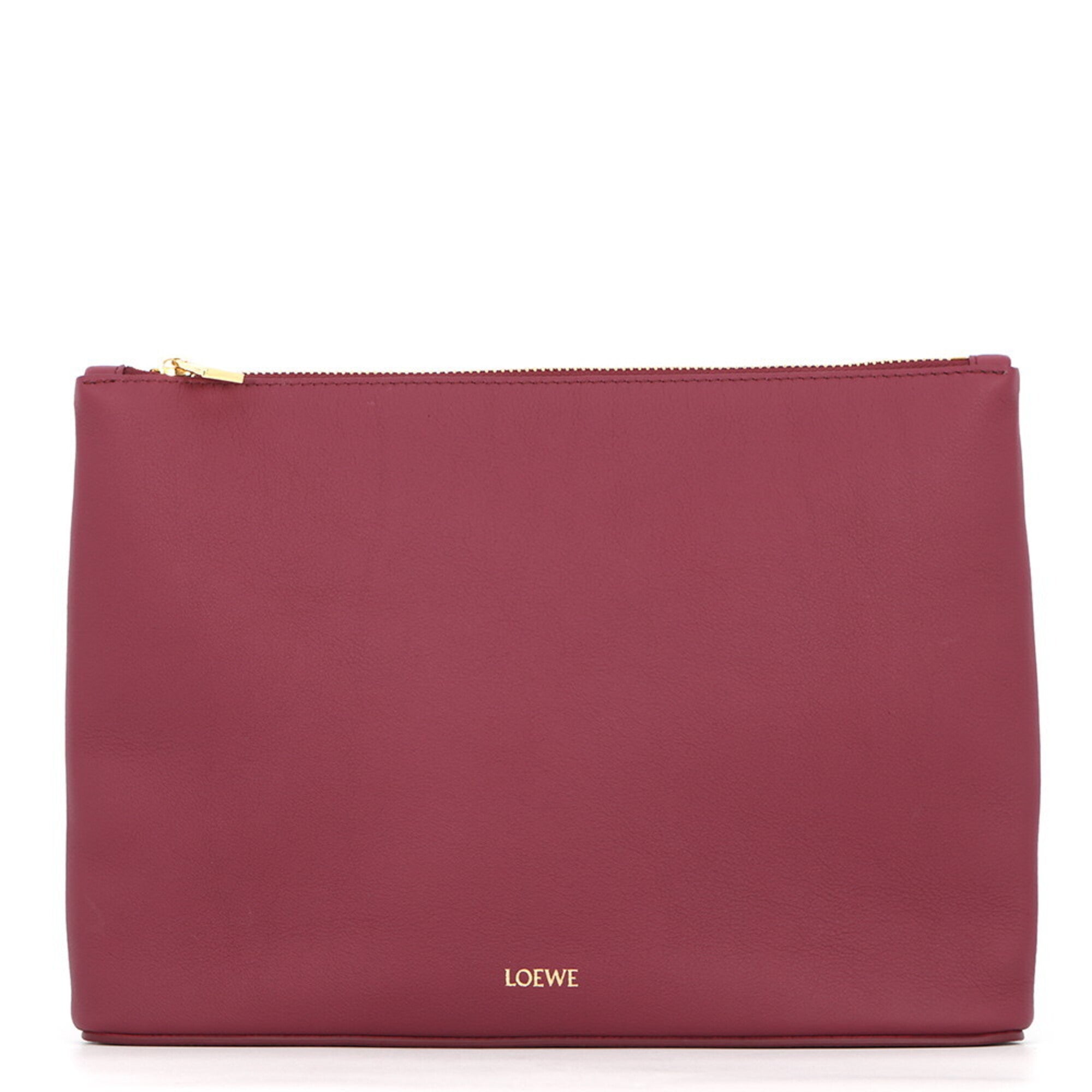 Loewe Bordeaux Leather Clutch Bag Handbag Pouch (Pre-Owned)