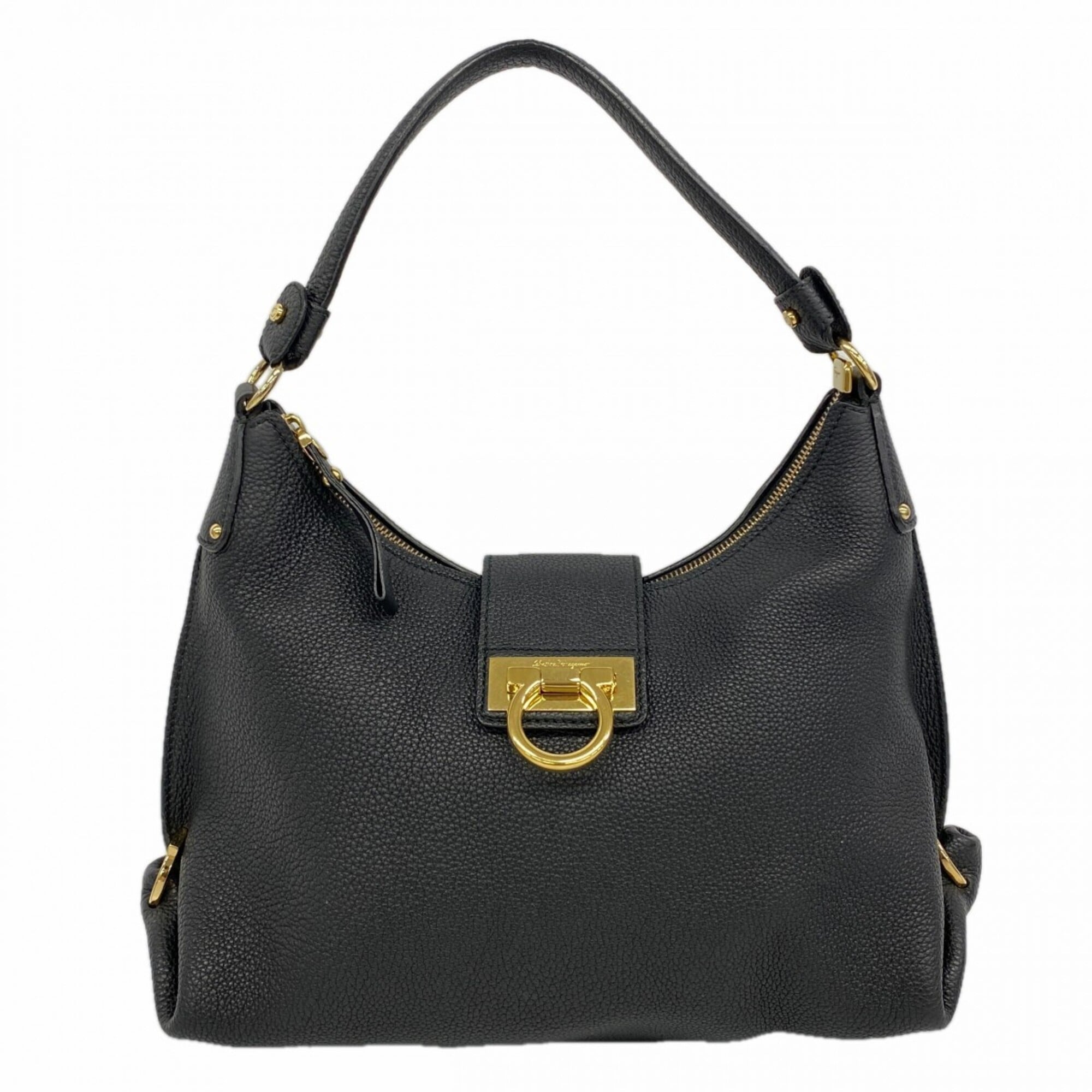 Salvatore Ferragamo Black Leather Shoulder Bag (Pre-Owned)
