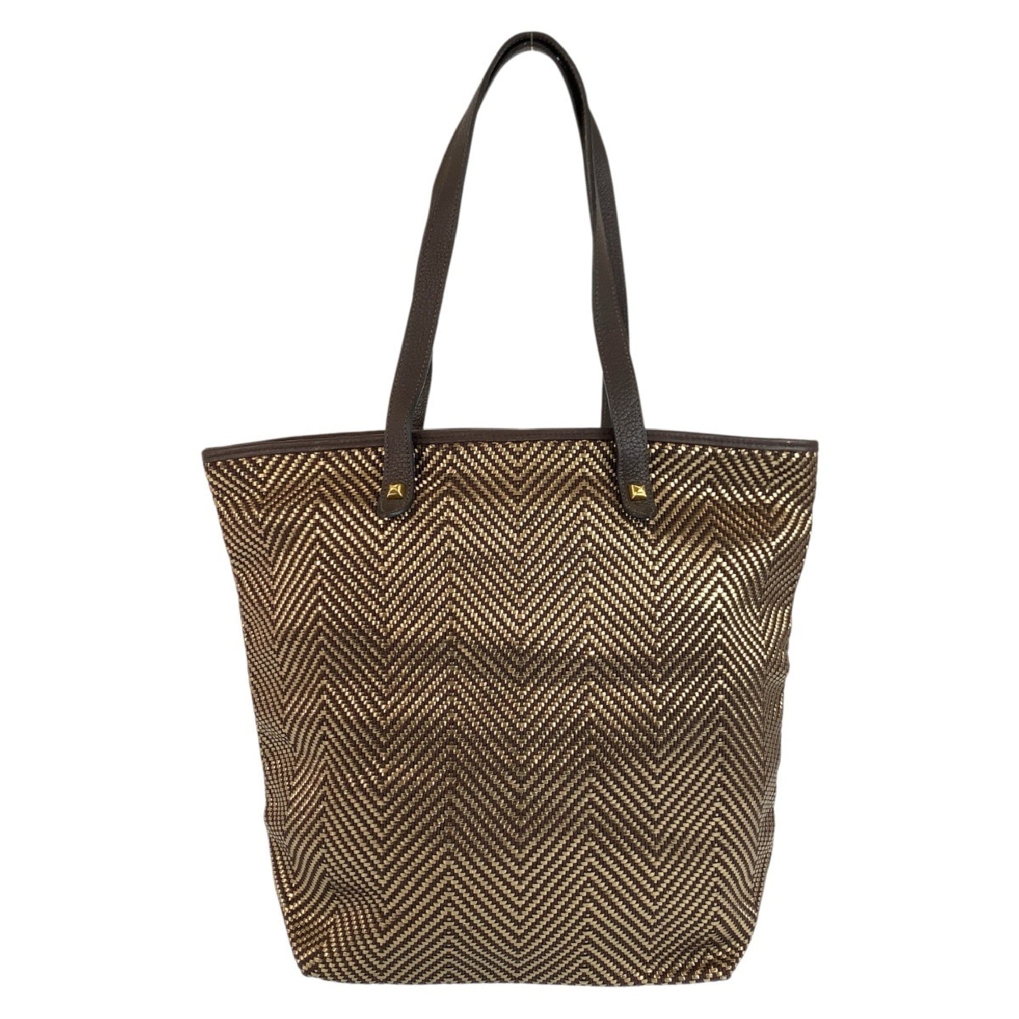 Hermes Brown Polyester Leather Shoulder Bag Tote Bag (Pre-Owned)