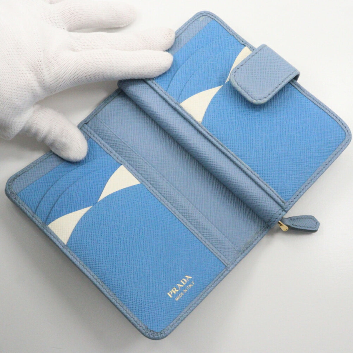 Prada Astrale Light Blue Saffiano Wallet (Bi-Fold) (Pre-Owned)