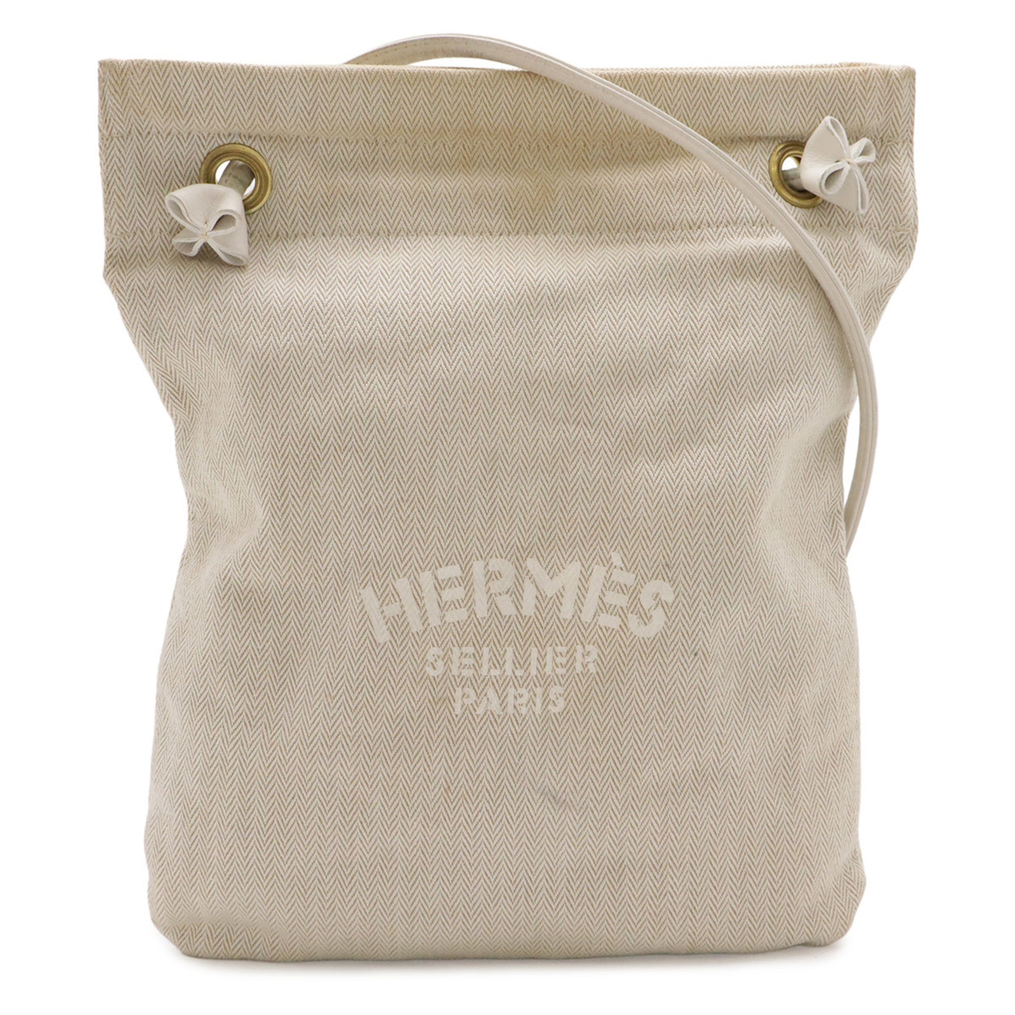 Hermes Natural White Canvas Shoulder Bag (Pre-Owned)