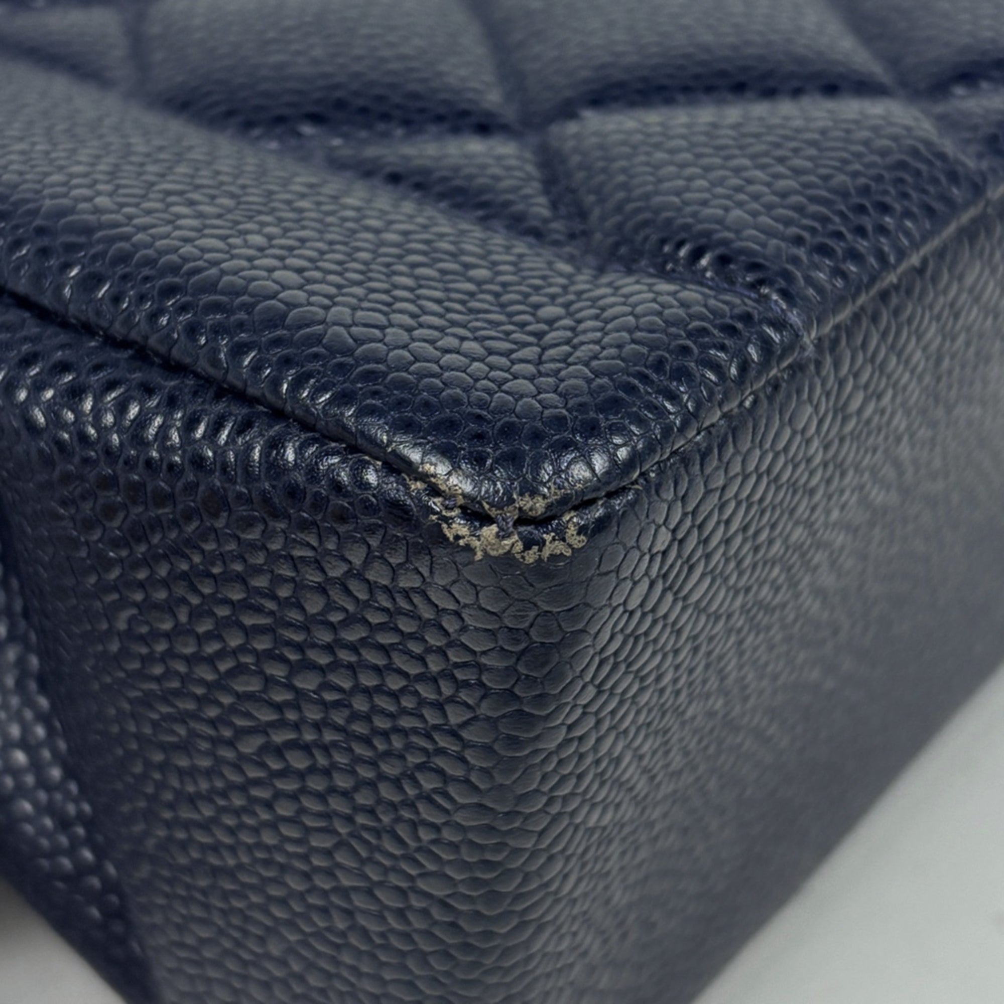 Chanel Navy Grained Calfskin Shoulder Bag (Pre-Owned)