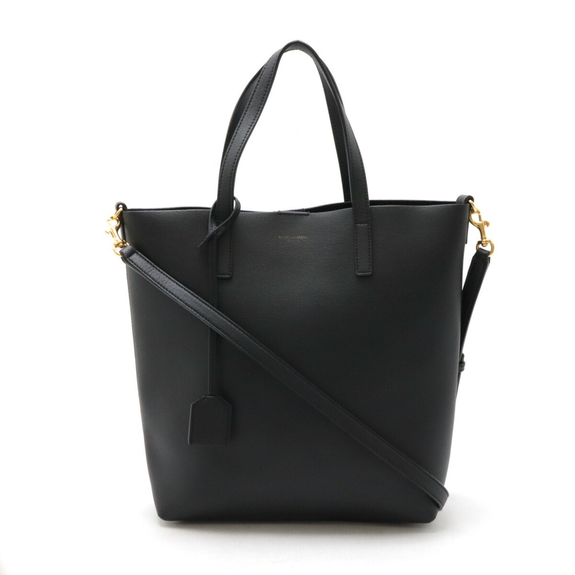 Yves Saint Laurent Black Leather Shoulder Bag Tote Bag (Pre-Owned)