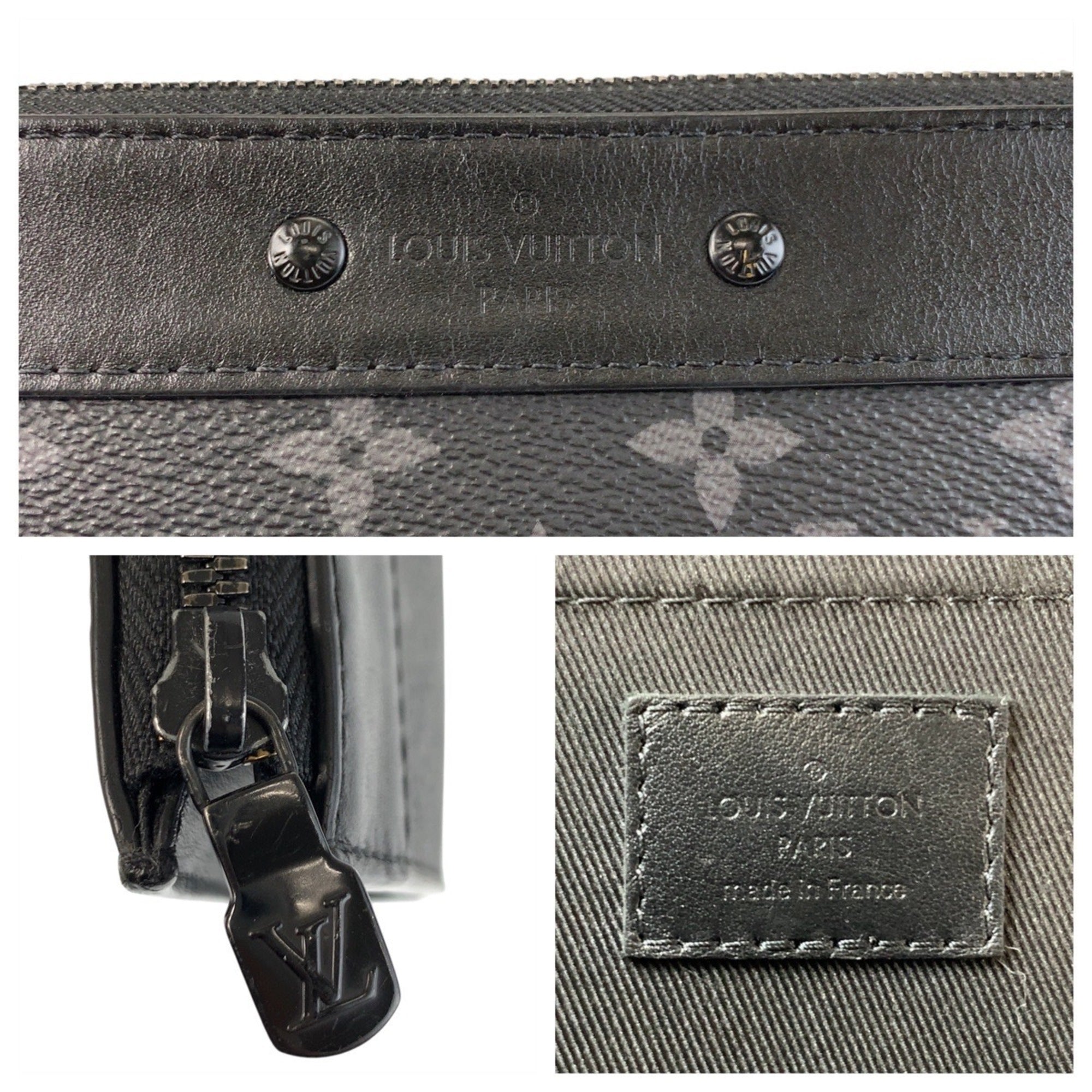 Louis Vuitton Black Gray Pvc Leather Clutch Bag Pochette (Pre-Owned)