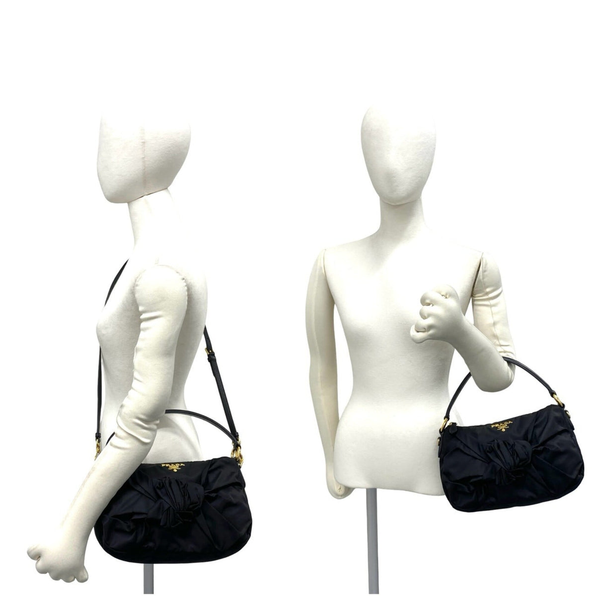 Prada Black Nylon Leather Handbag Shoulder Bag (Pre-Owned)