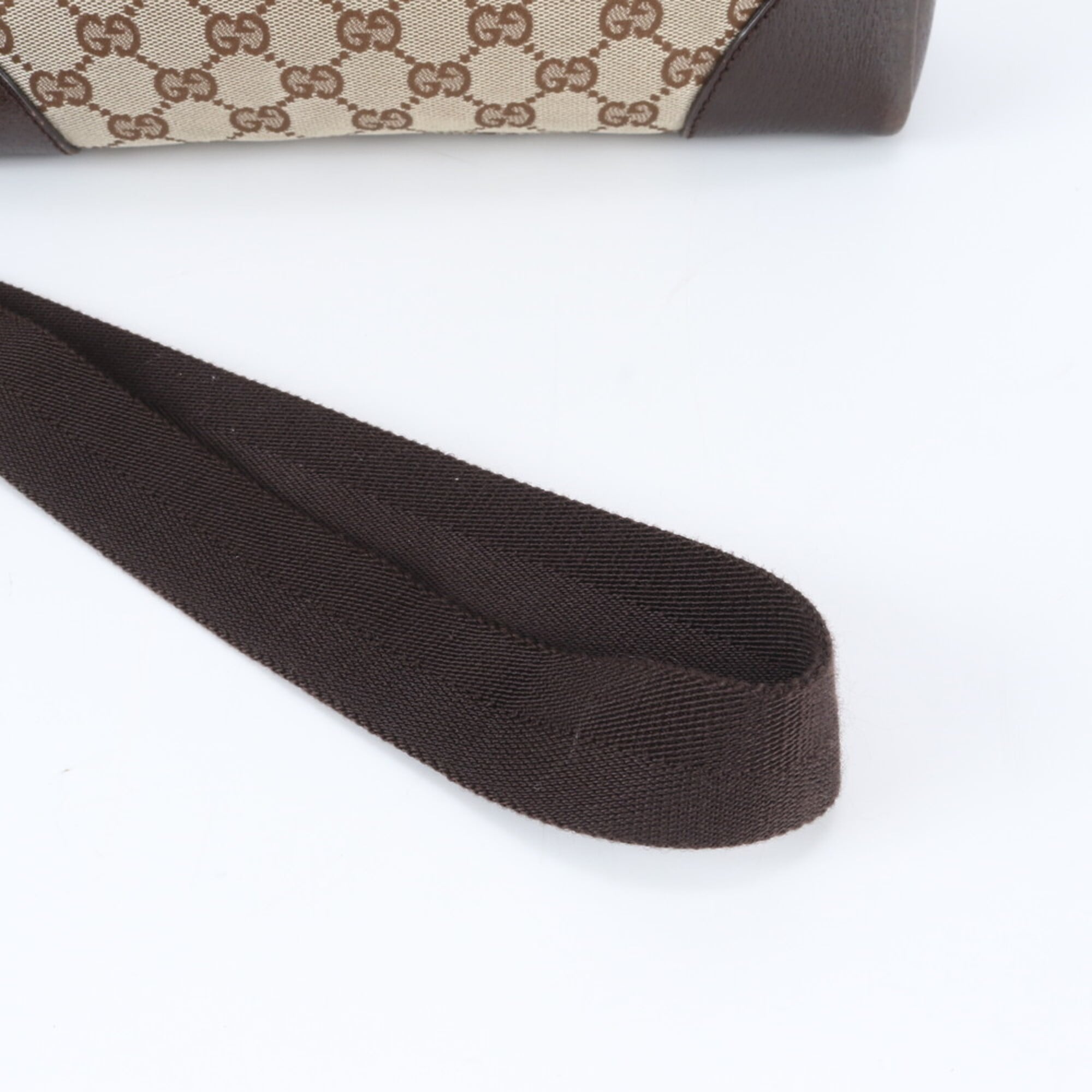 Gucci Beige Brown Leather Canvas Messenger Bag Shoulder Bag (Pre-Owned)