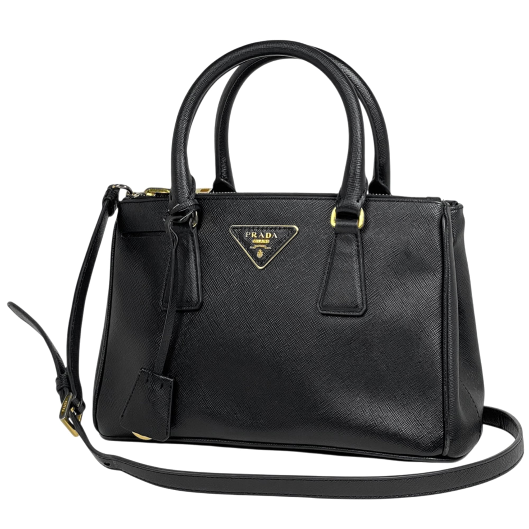 Prada Black Leather Handbag Shoulder Bag (Pre-Owned)