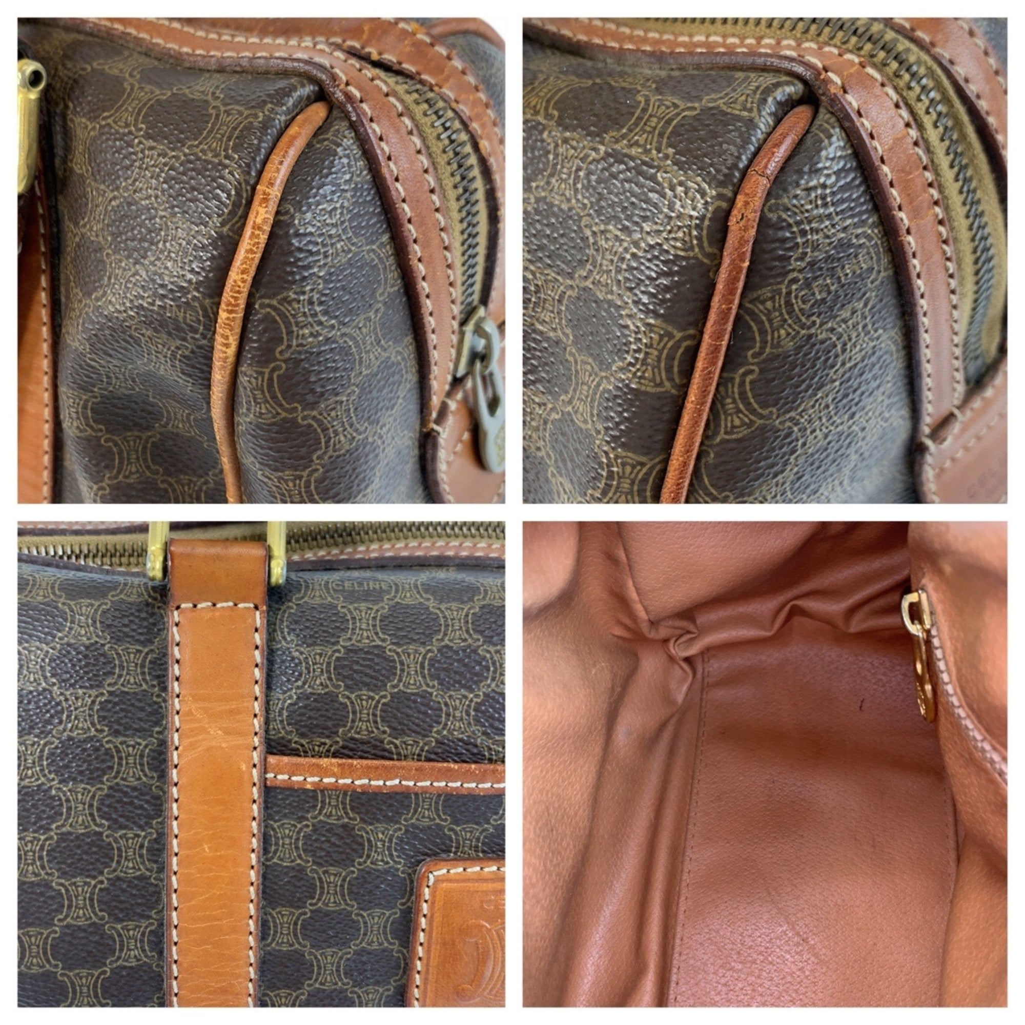 Celine Brown Pvc Leather Boston Bag Handbag (Pre-Owned)