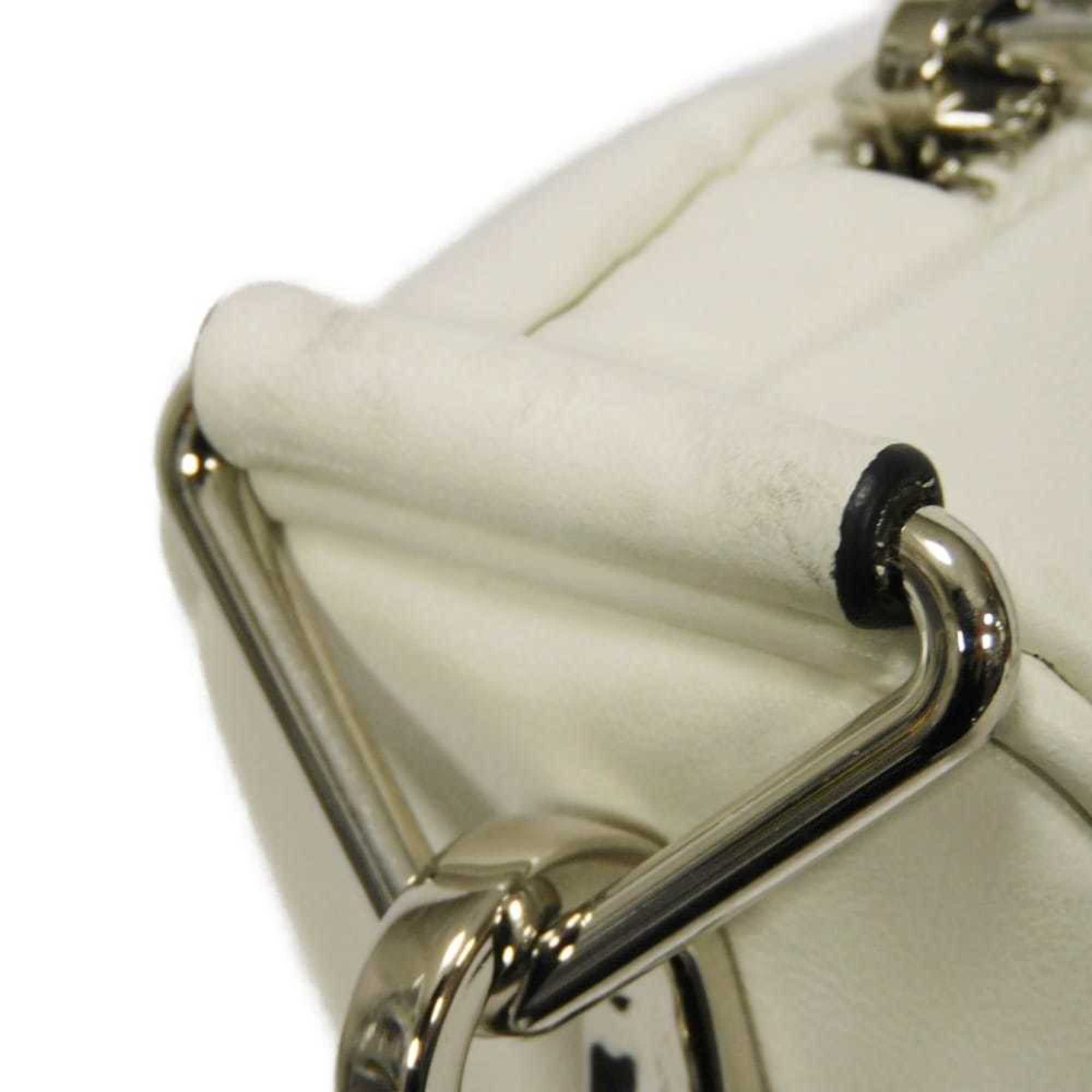 Prada Bianco White Leather Pouch Shoulder Bag (Pre-Owned)