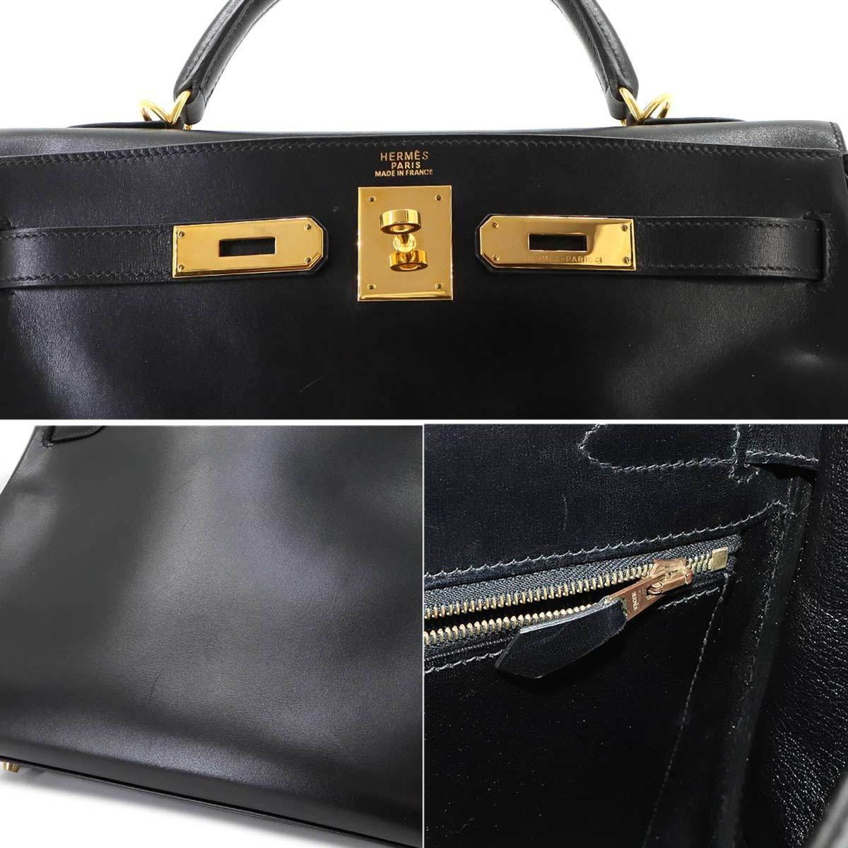 Hermes Black Box Calf Leather Handbag (Pre-Owned)
