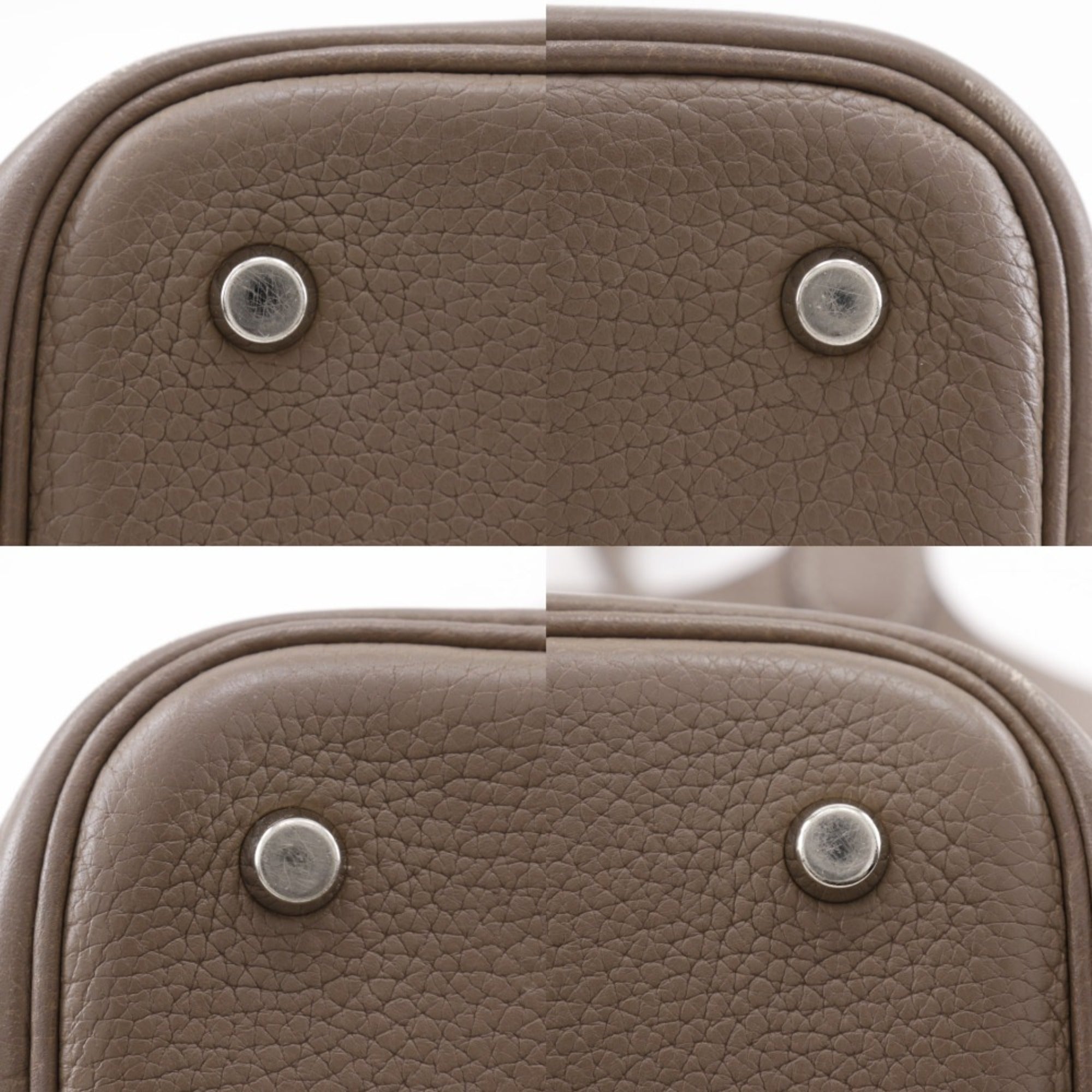 Hermes Brown Etoupe Gray Taurillon Clemence Leather Handbag (Pre-Owned)