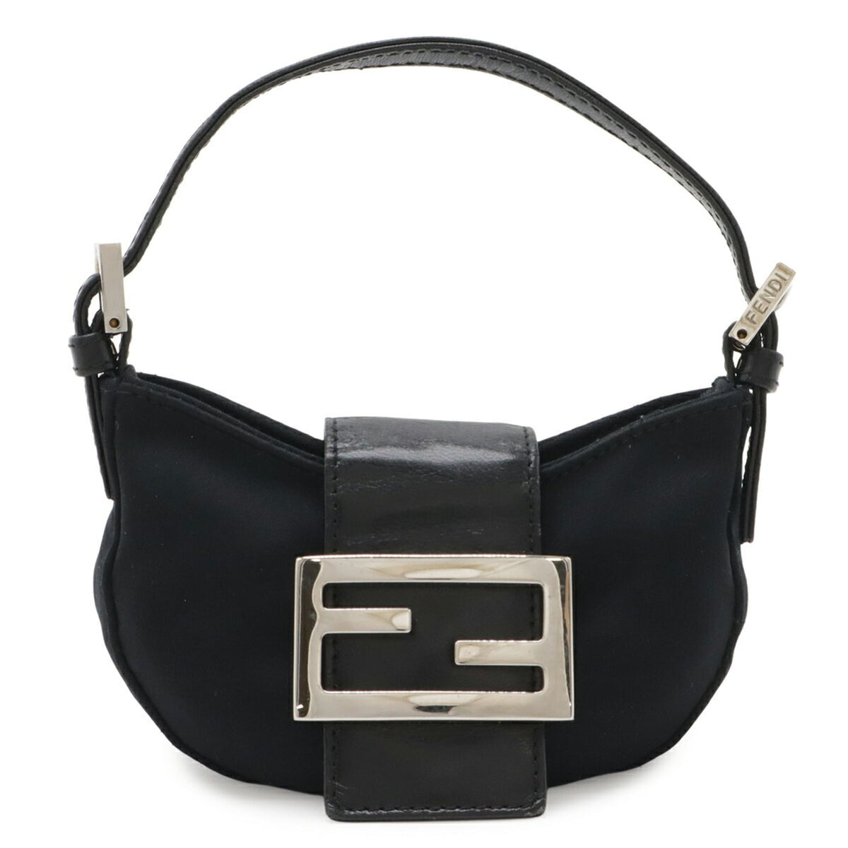 Fendi Black Cotton Jersey Leather Handbag (Pre-Owned)
