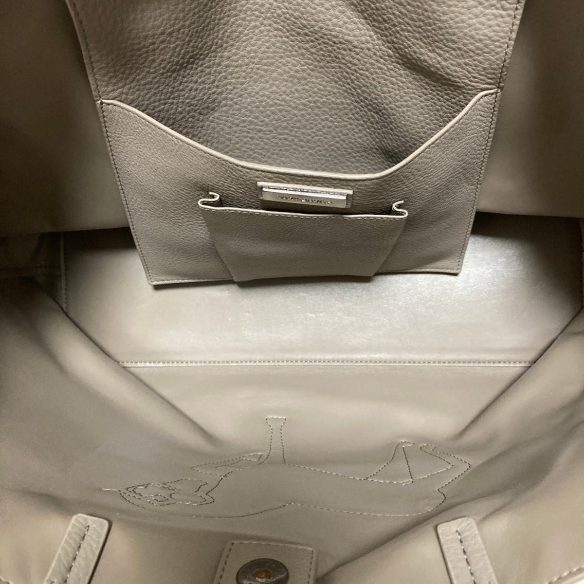 Tory Burch Gray Leather Tote Bag (Pre-Owned)