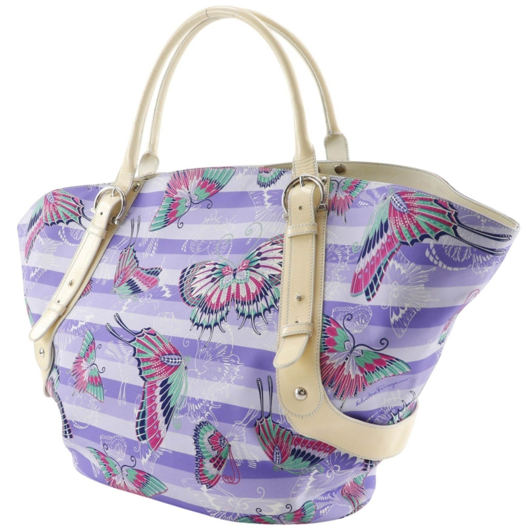 Salvatore Ferragamo Gancini Purple Nylon Tote Bag (Pre-Owned)