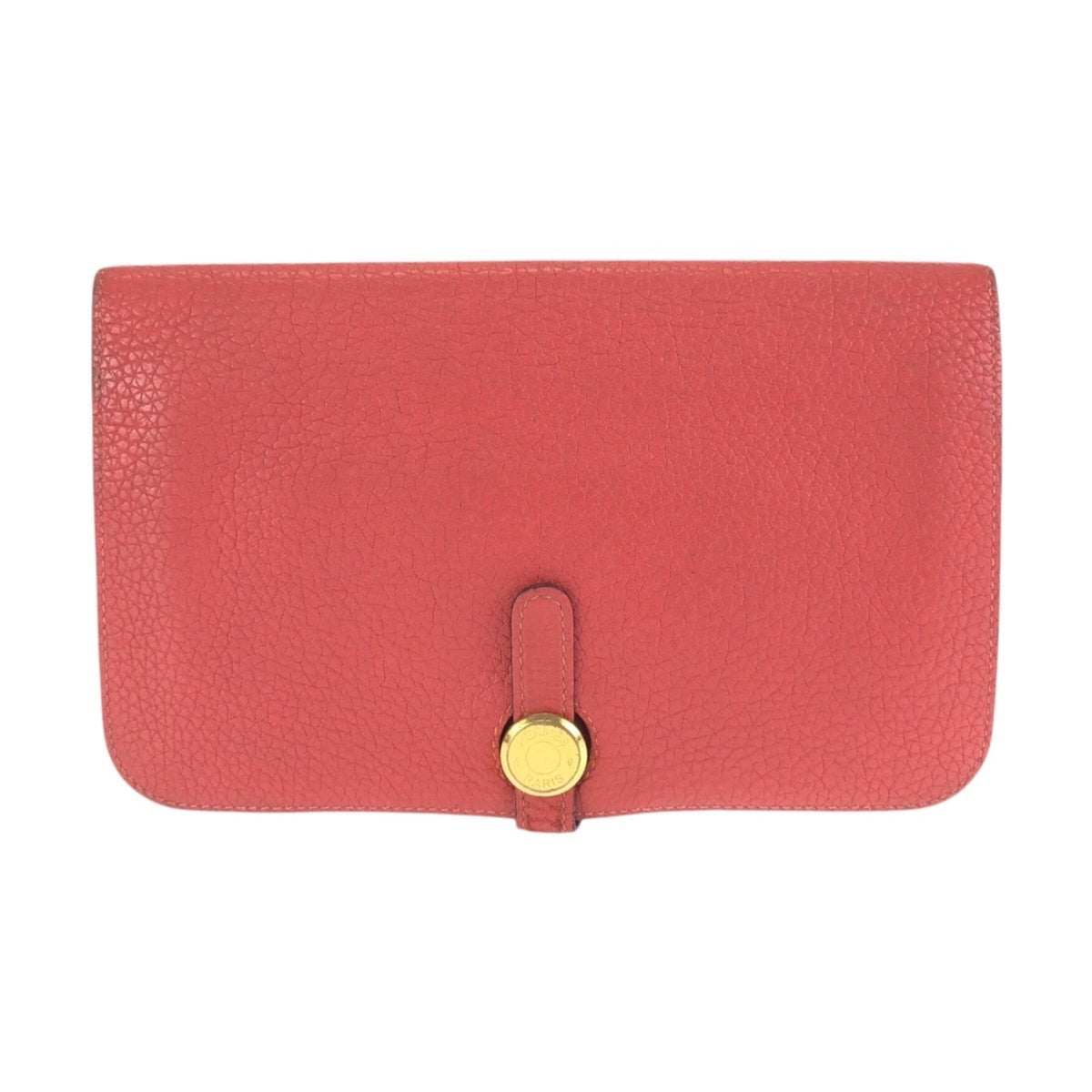 Hermes Red Color Togo Leather Long Wallet (Bi-Fold) (Pre-Owned)