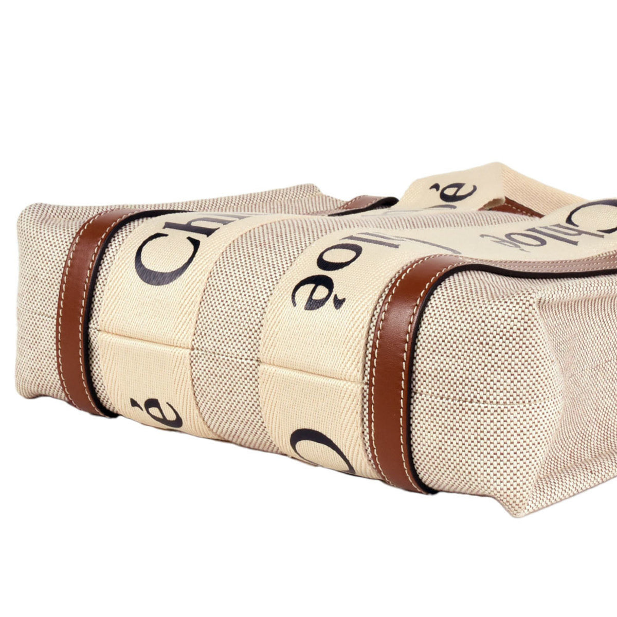 Chloé Brown White Cotton Shoulder Bag (Pre-Owned)