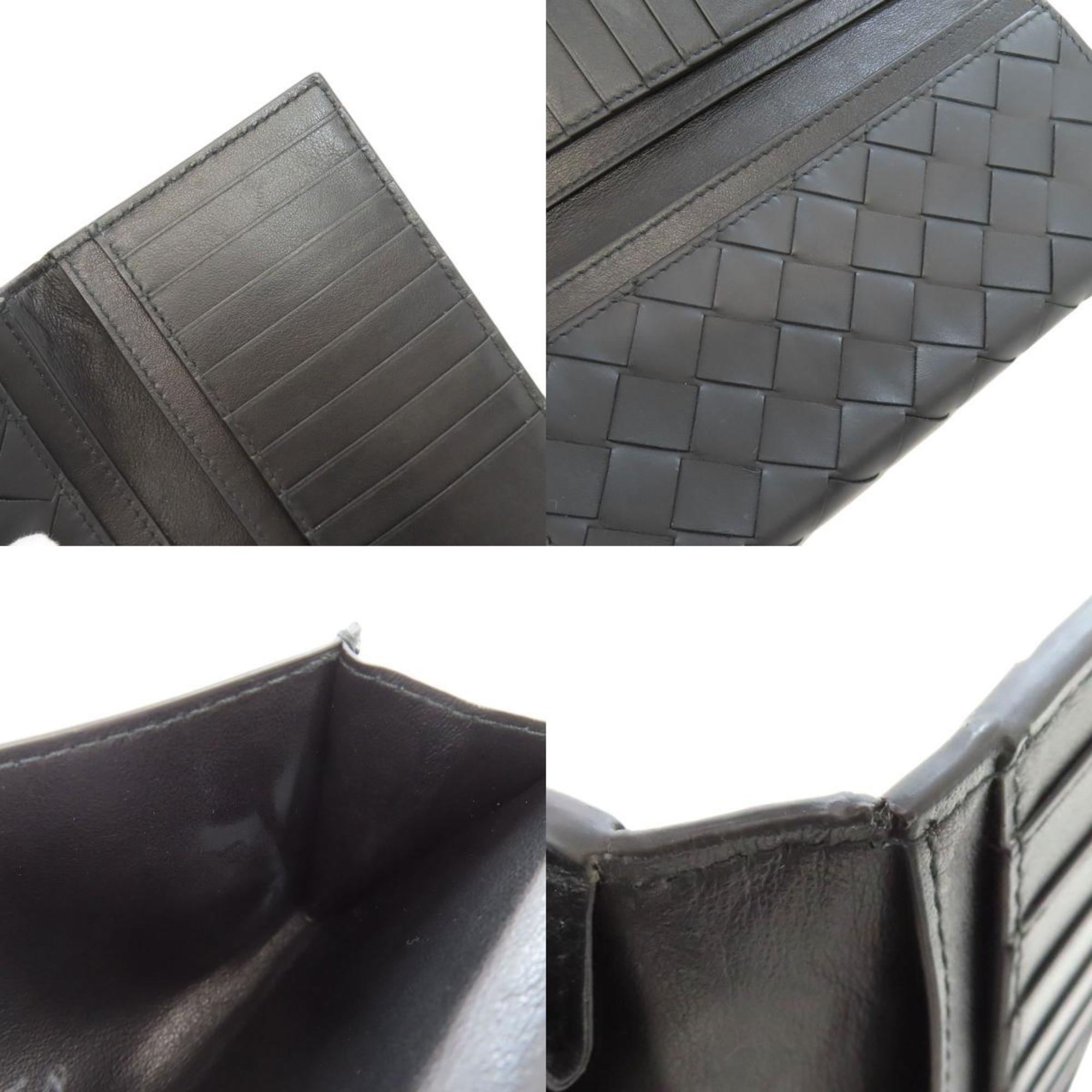 Bottega Veneta Intrecciato Black Leather Long Wallet (Bi-Fold) (Pre-Owned)