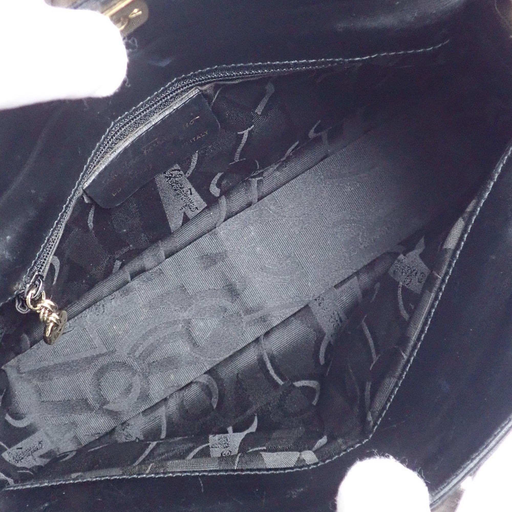 Salvatore Ferragamo Black Leather Shoulder Bag (Pre-Owned)