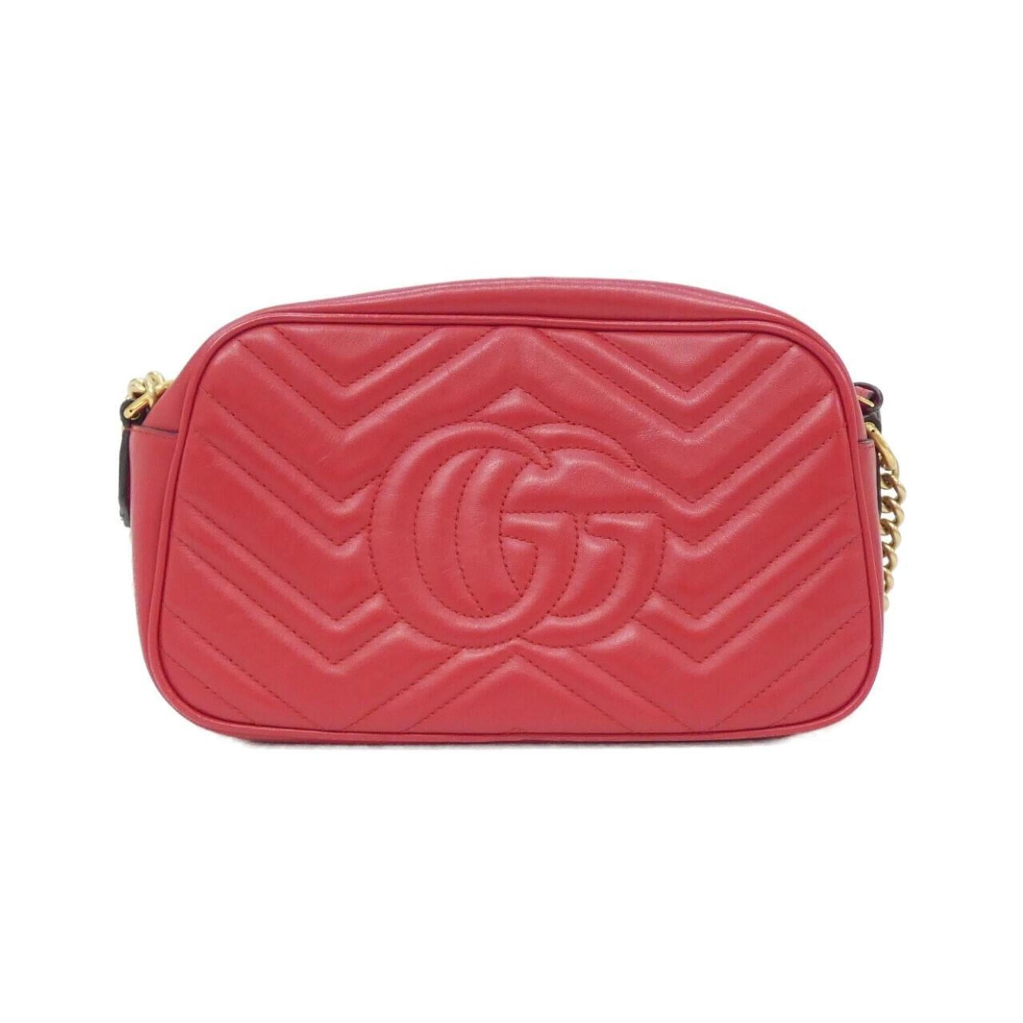 Gucci Red Color Leather Shoulder Bag (Pre-Owned)