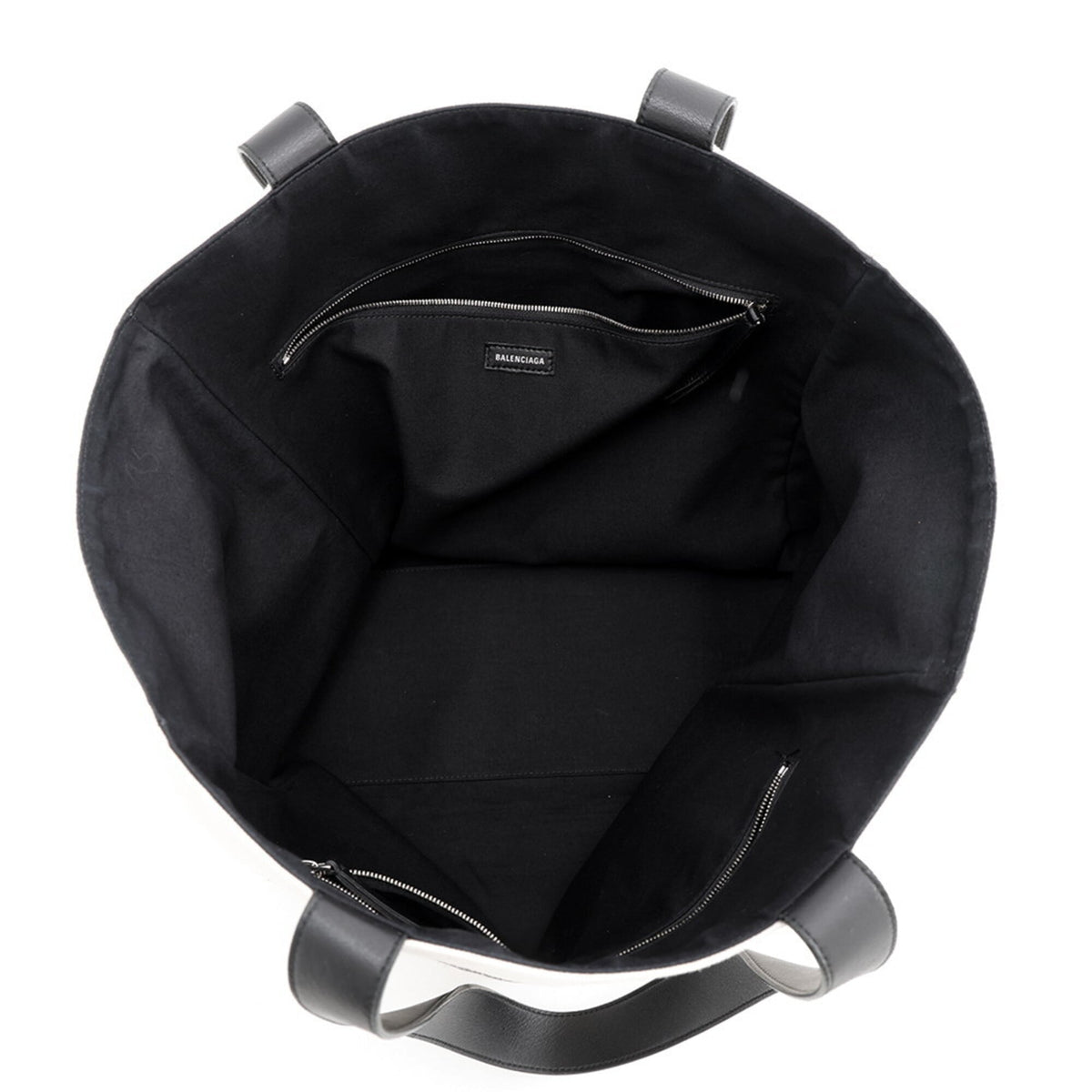 Balenciaga Black Ivory Canvas Handbag Tote Bag (Pre-Owned)