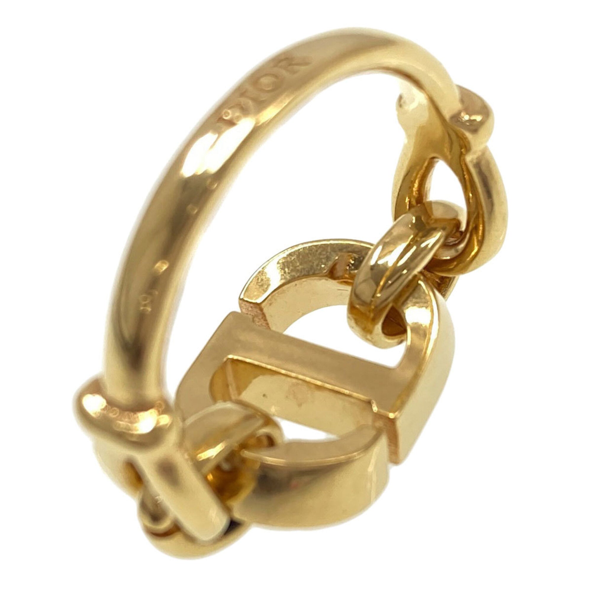 Christian Dior Gold Black Gold Plating Band Ring (Pre-Owned)
