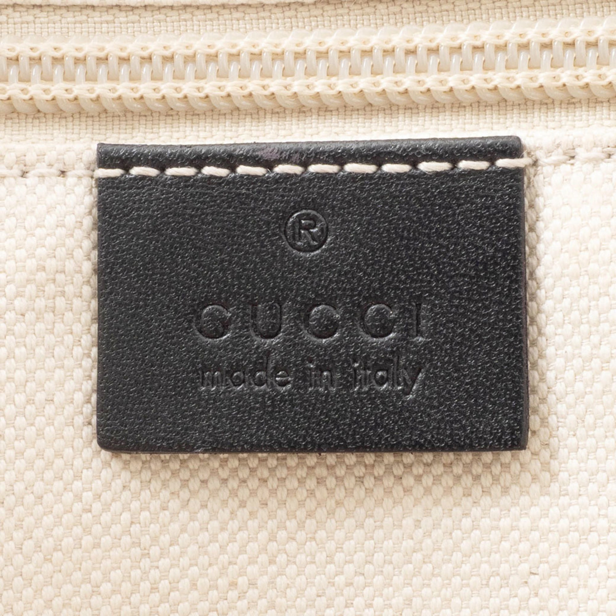 Gucci Beige Black Pvc Leather Shoulder Bag (Pre-Owned)