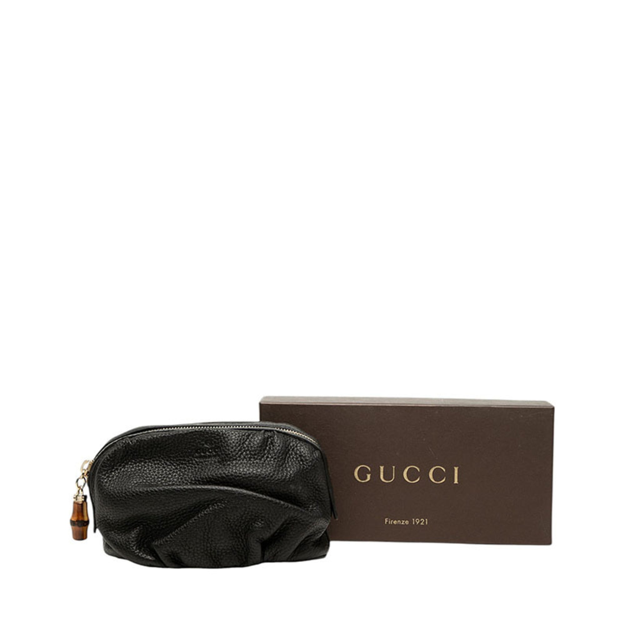 Gucci Black Leather Pouch Wash Bag (Pre-Owned)