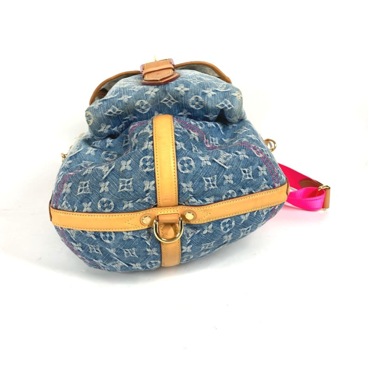 Louis Vuitton Blue Pink Monogram Denim Shoulder Bag Tote Bag (Pre-Owned)