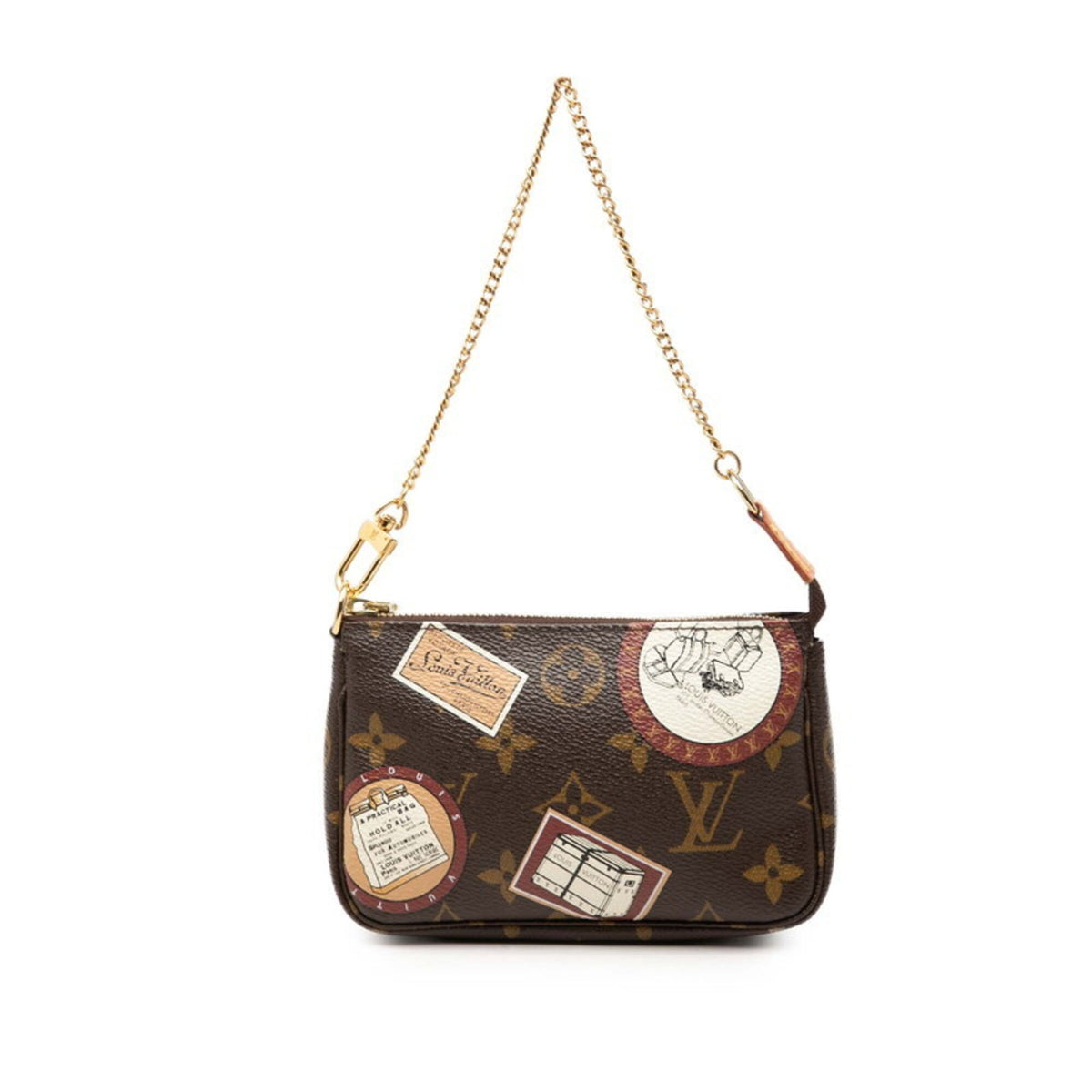 Louis Vuitton Brown Pvc Leather Handbag Pochette Pouch (Pre-Owned)