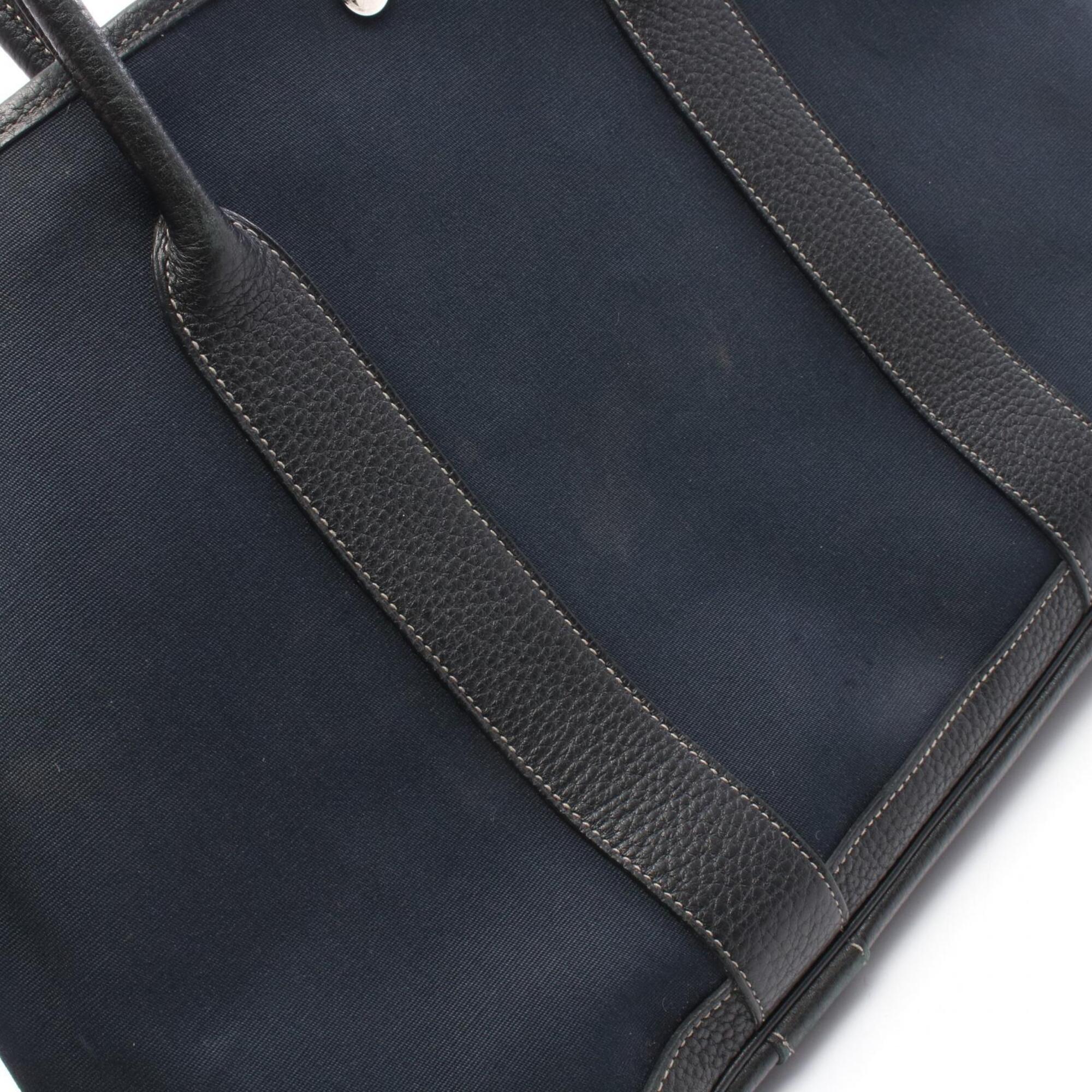 Hermes Black Toile Officier Leather Canvas Handbag Tote Bag (Pre-Owned)