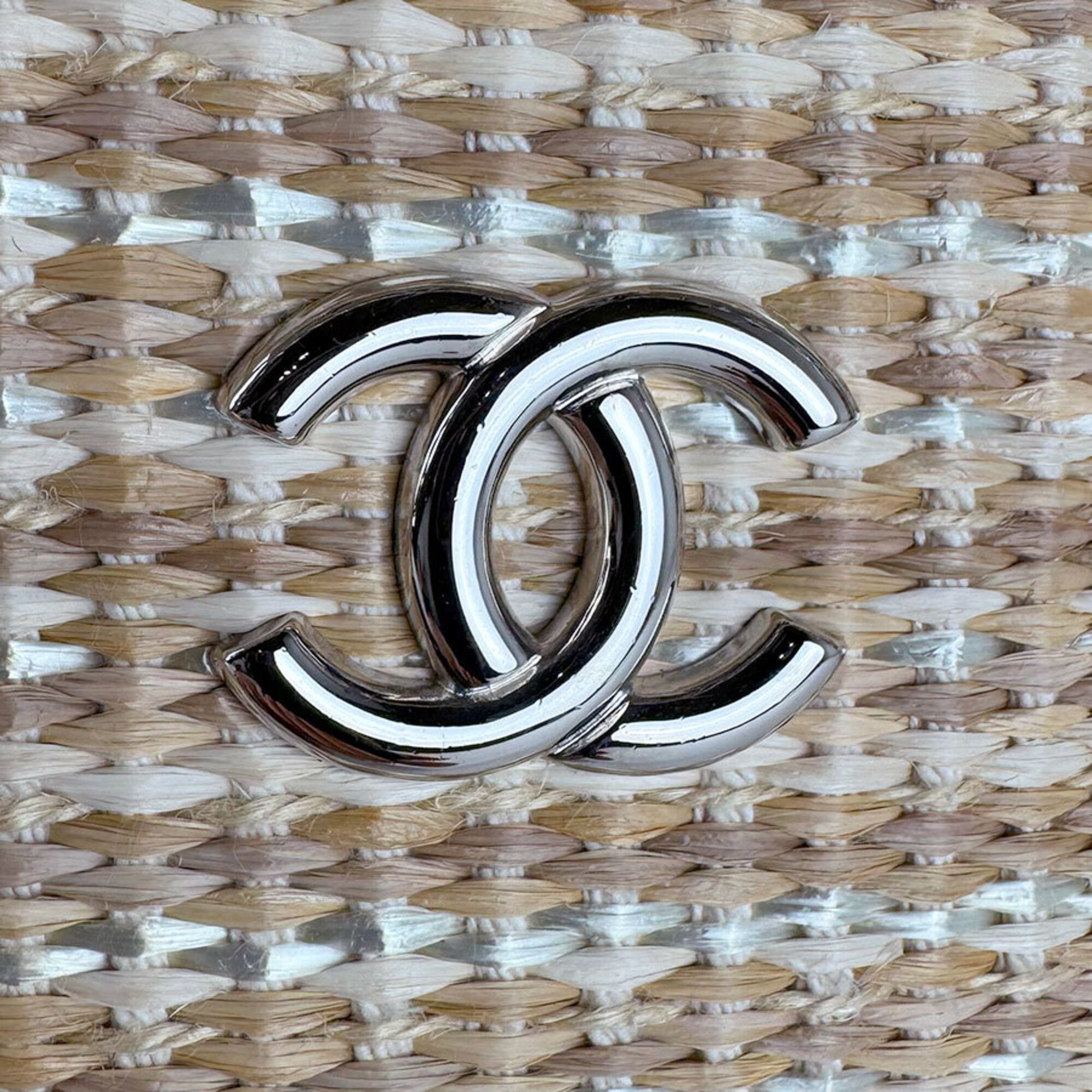 Chanel Light Beige Raffia Leather Handbag Shoulder Bag (Pre-Owned)