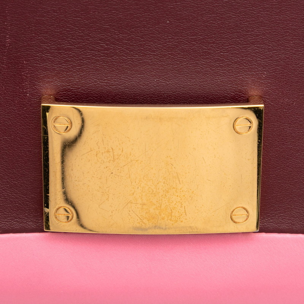 Valentino Pink Red Color Wine Leather Shoulder Bag (Pre-Owned)
