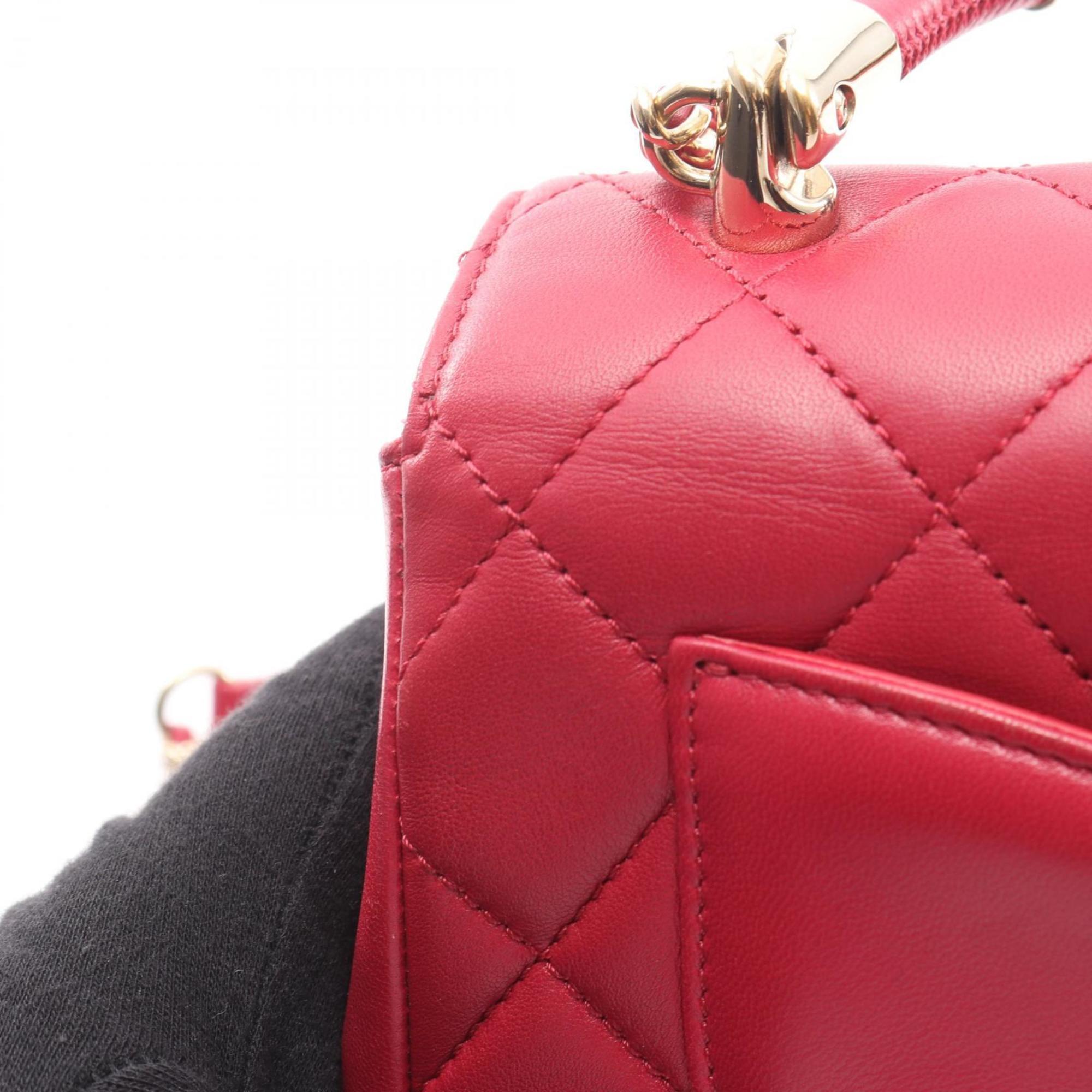 Chanel Red Color Leather Shoulder Bag (Pre-Owned)