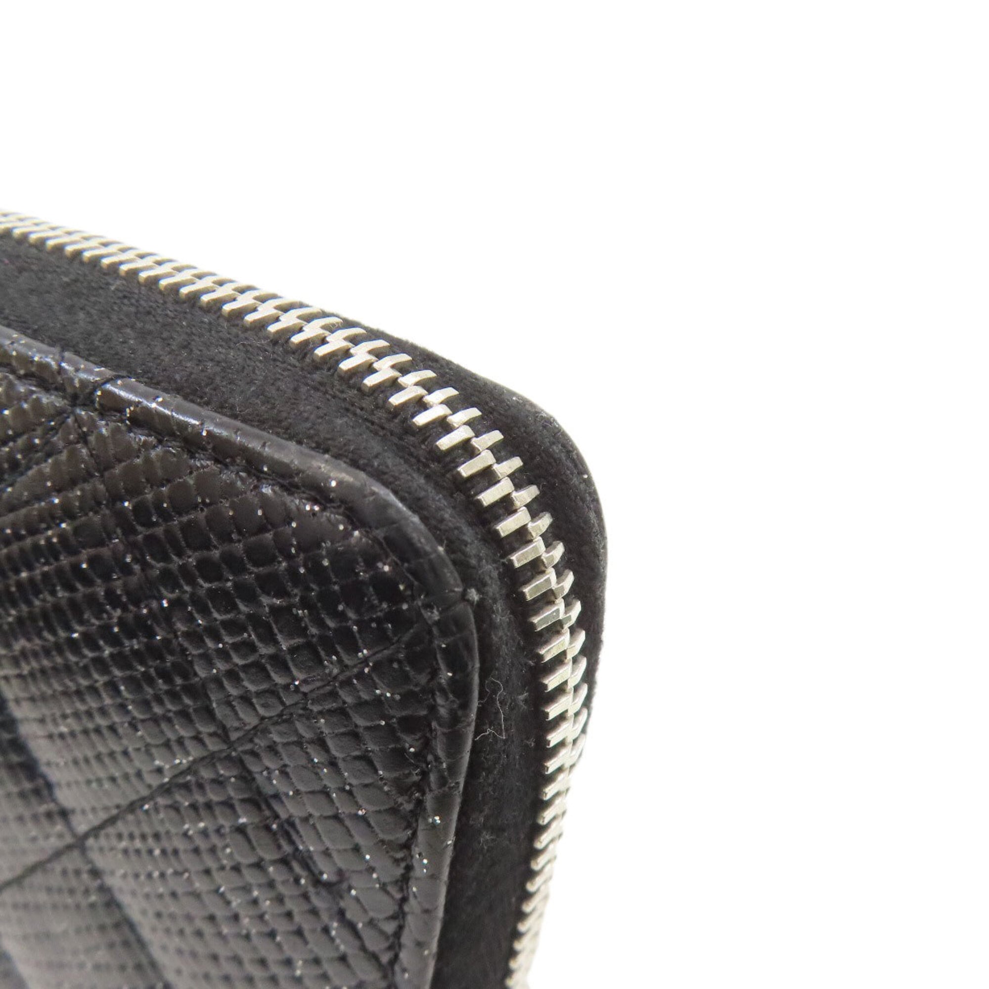 Chanel Matelasse Black Leather Long Wallet (Bi-Fold) (Pre-Owned)