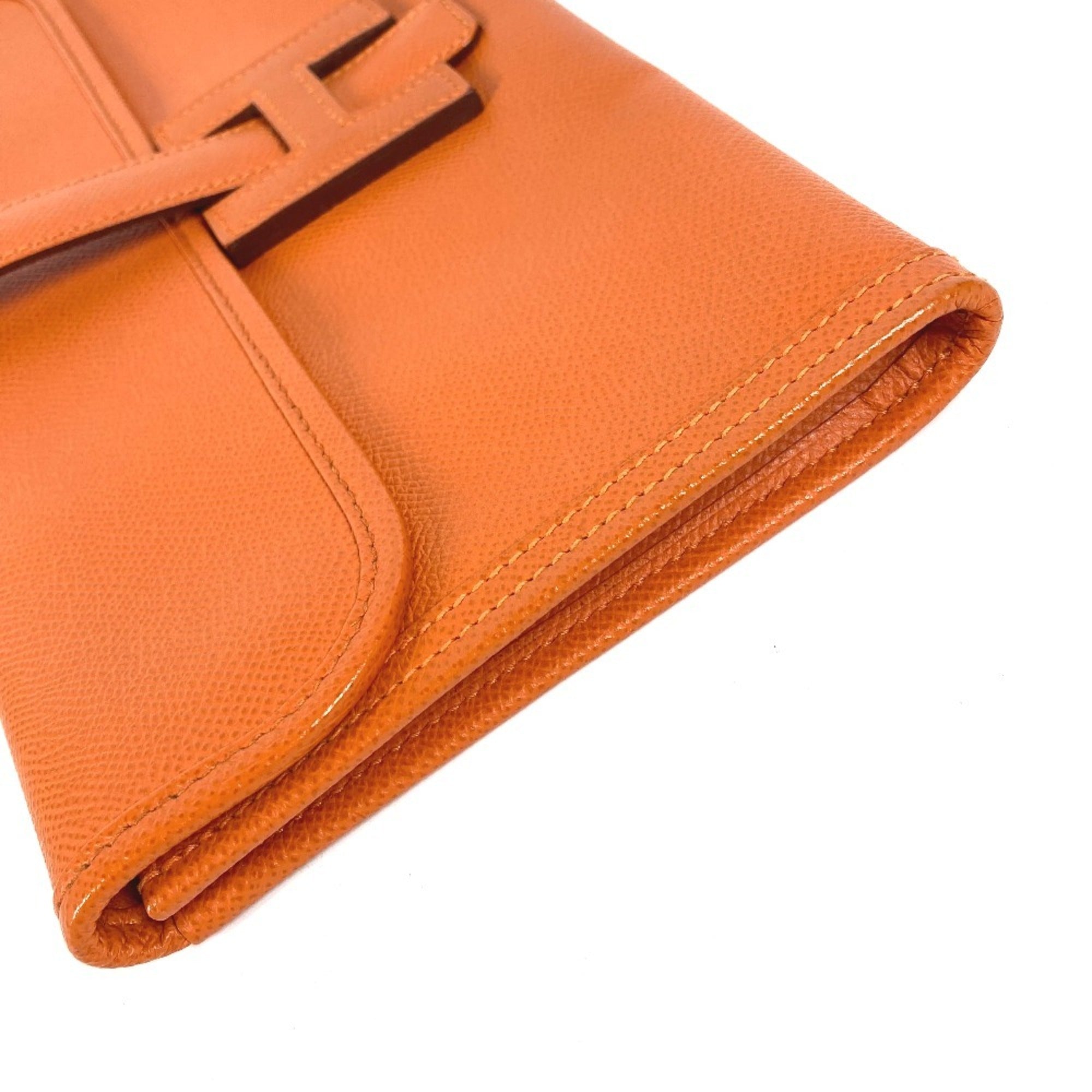 Hermes Jige Orange Epsom Leather Clutch Bag (Pre-Owned)
