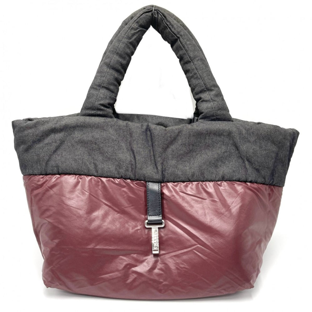 Chanel Bordeaux Gray Canvas Nylon Handbag Tote Bag (Pre-Owned)