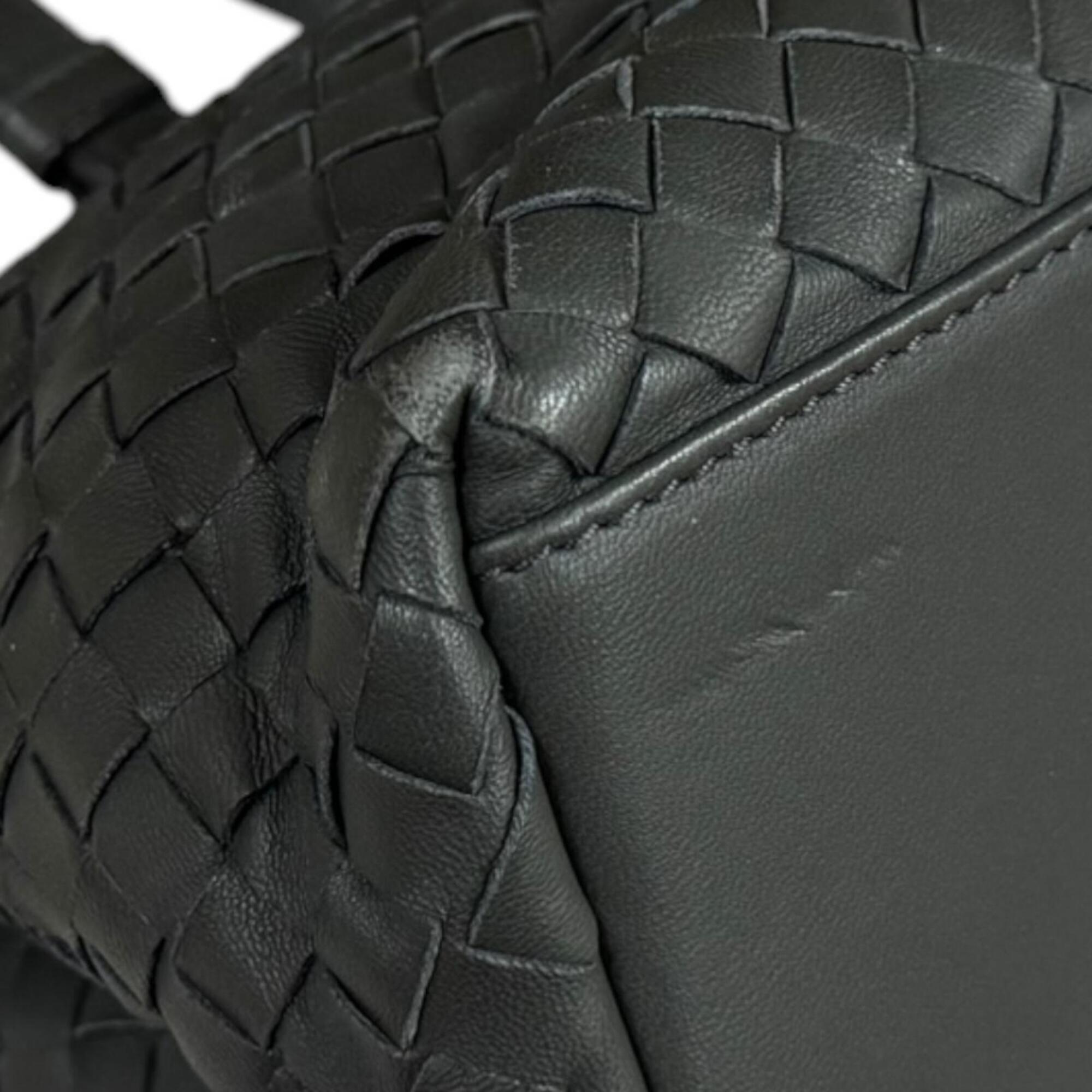 Bottega Veneta Intrecciato Gray Leather Handbag Shoulder Bag (Pre-Owned)