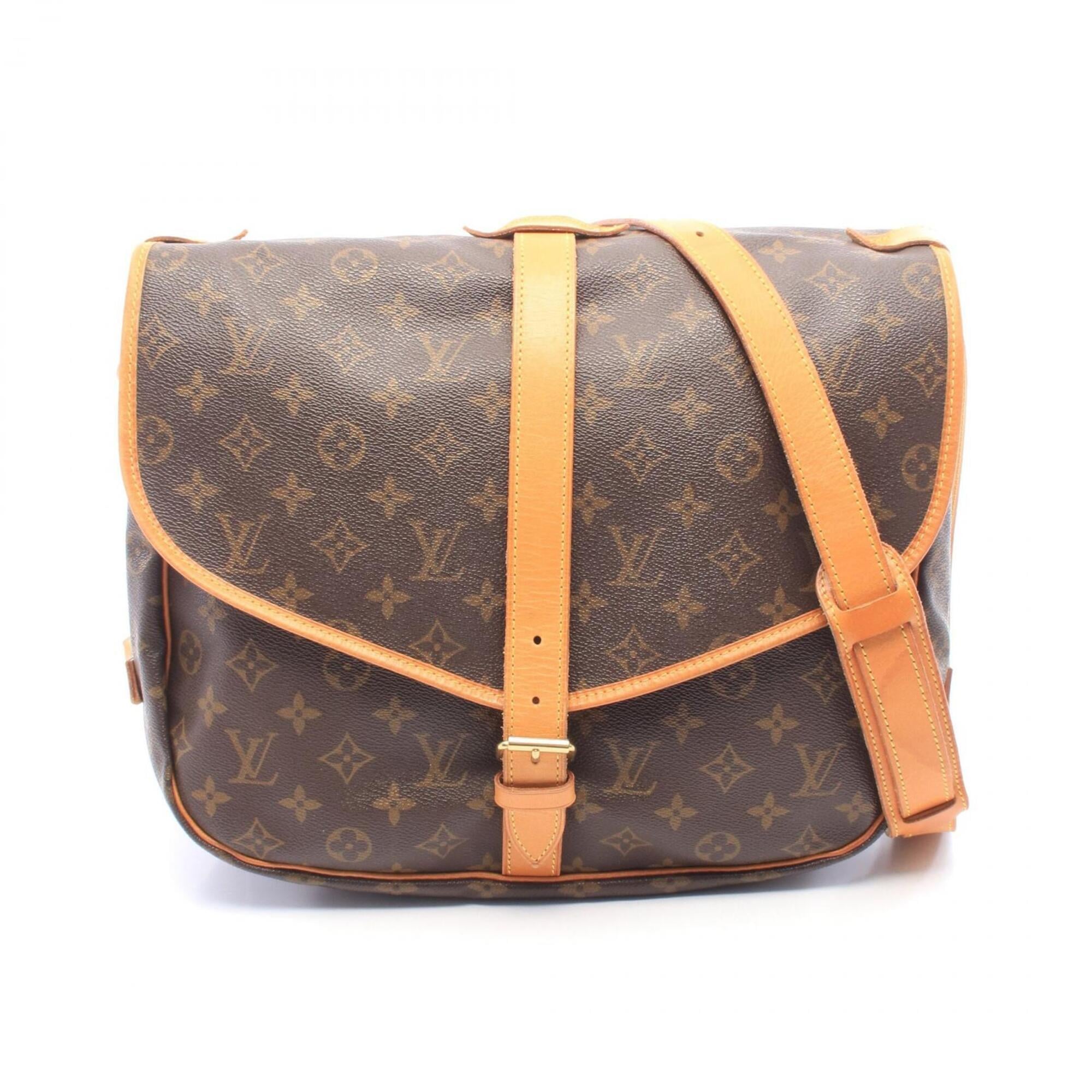 Louis Vuitton Brown Coated Canvas Leather Handbag Shoulder Bag (Pre-Owned)