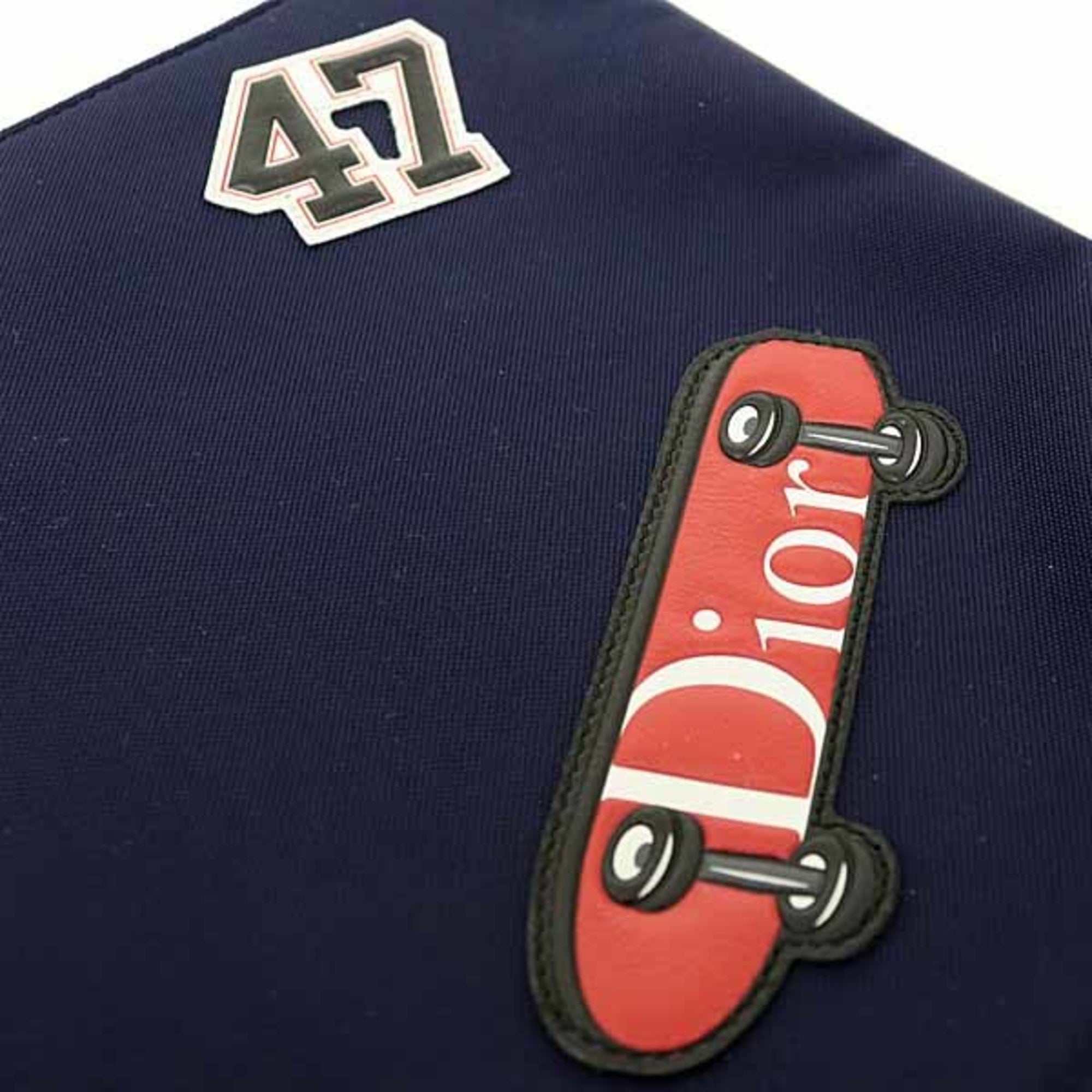 Christian Dior Navy Red Color Nylon Pouch (Pre-Owned)