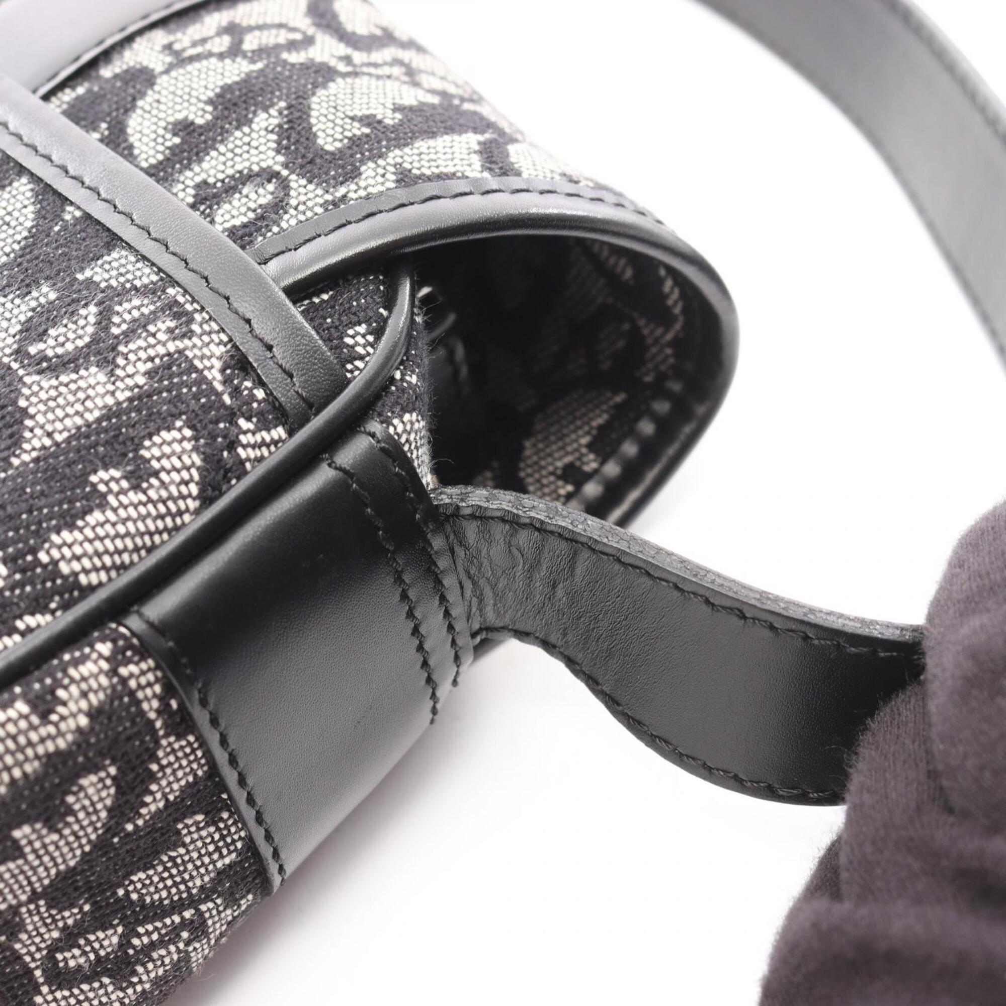 Christian Dior Black Navy Canvas Leather Handbag Messenger Bag Shoulder Bag (Pre-Owned)