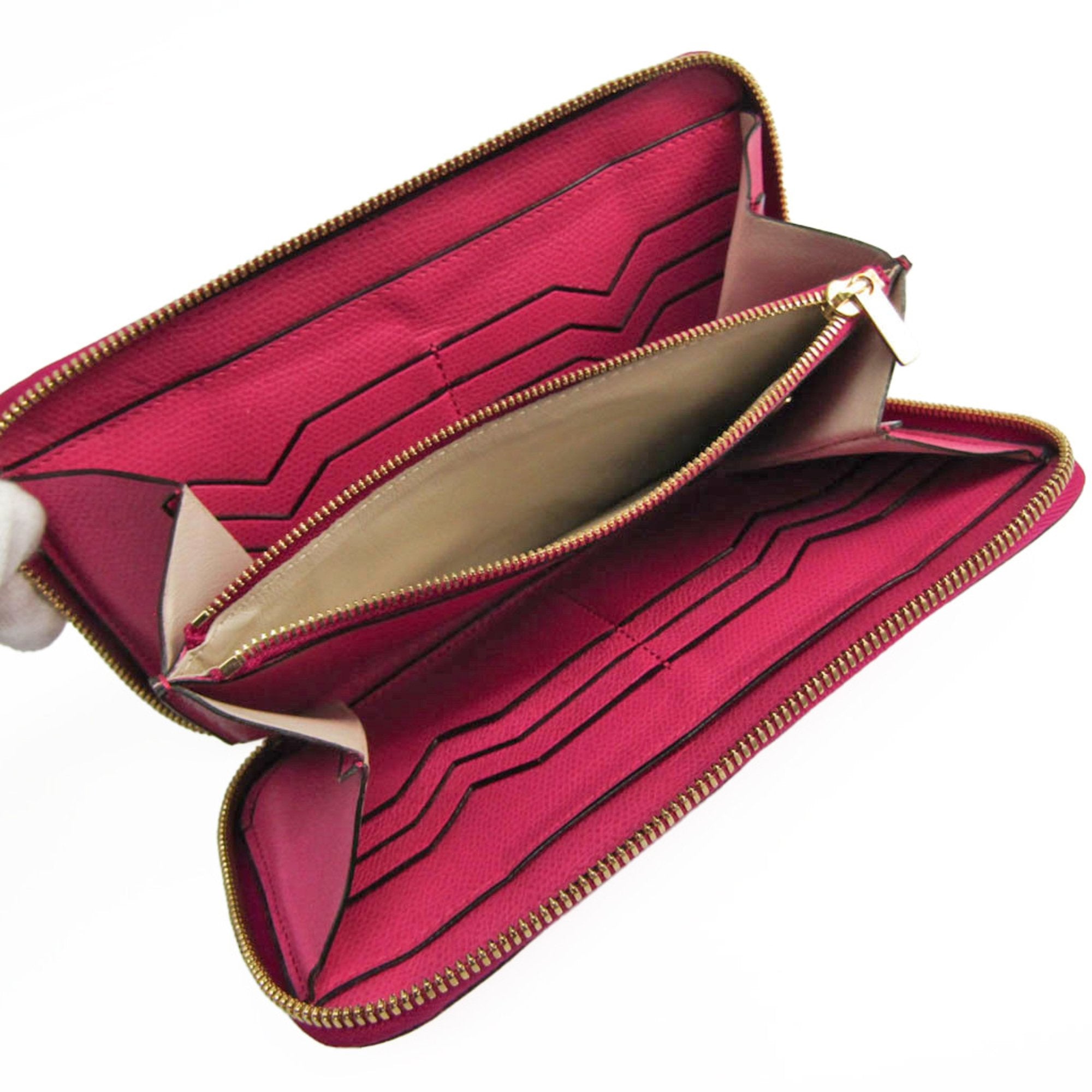 Valextra Pink Leather Long Wallet (Bi-Fold) (Pre-Owned)