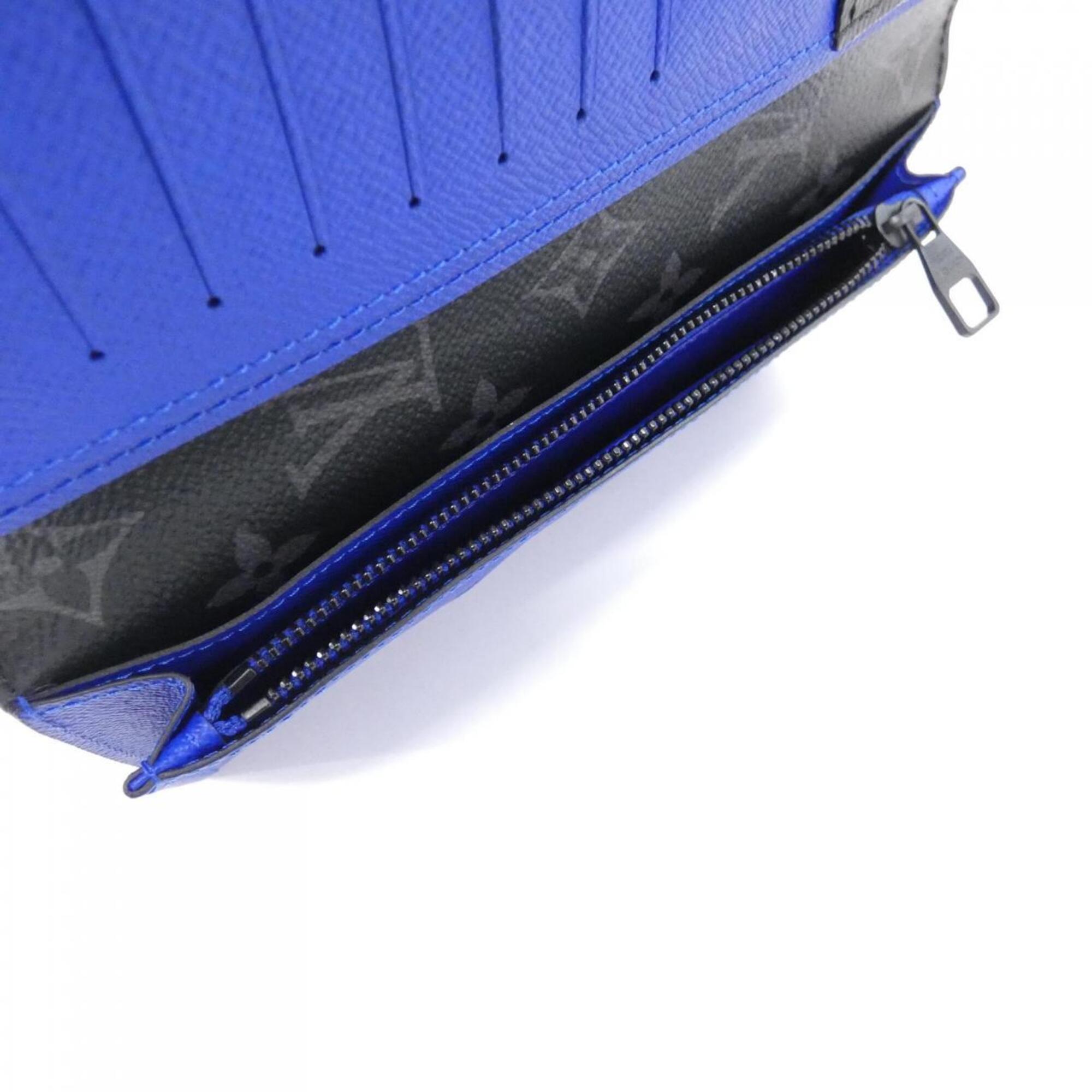 Louis Vuitton Black Blue Leather Long Wallet (Bi-Fold) (Pre-Owned)