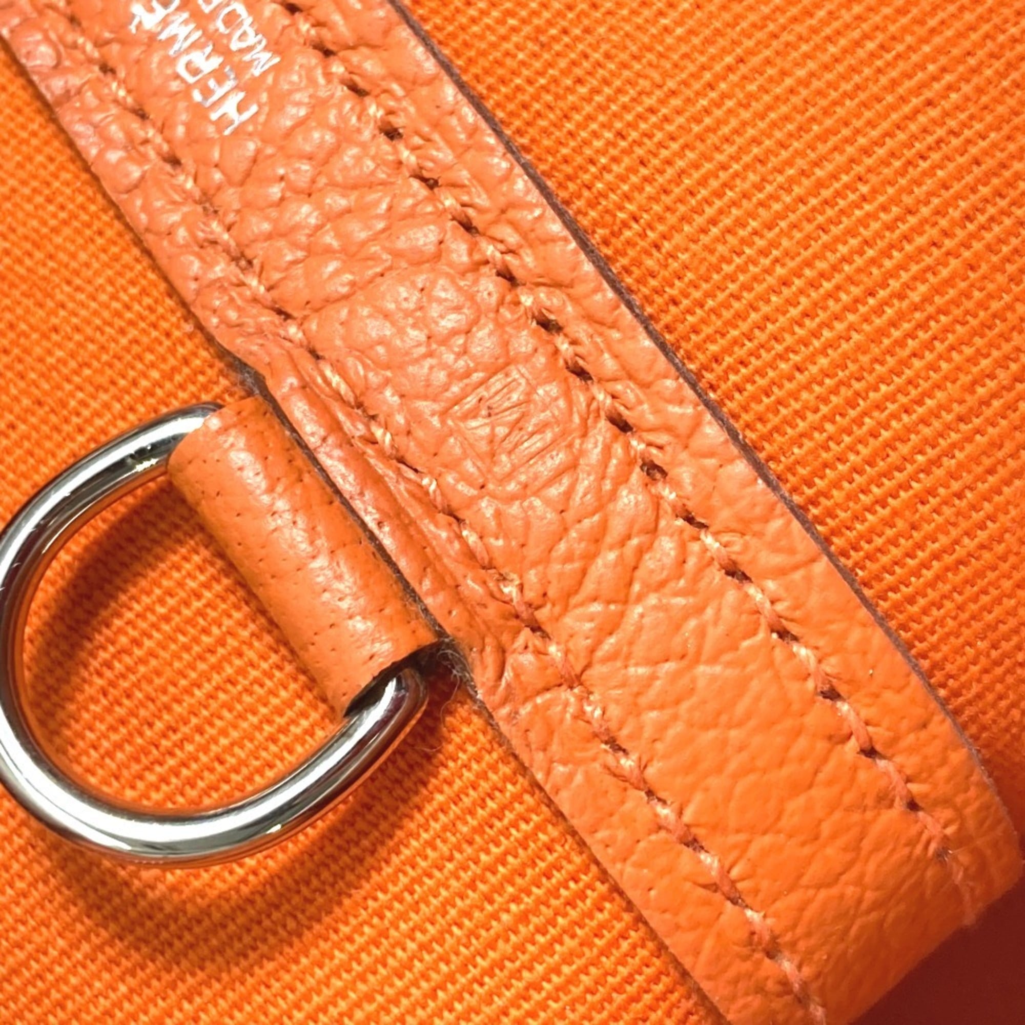 Hermes Orange Toile Officier Shoulder Bag Tote Bag (Pre-Owned)